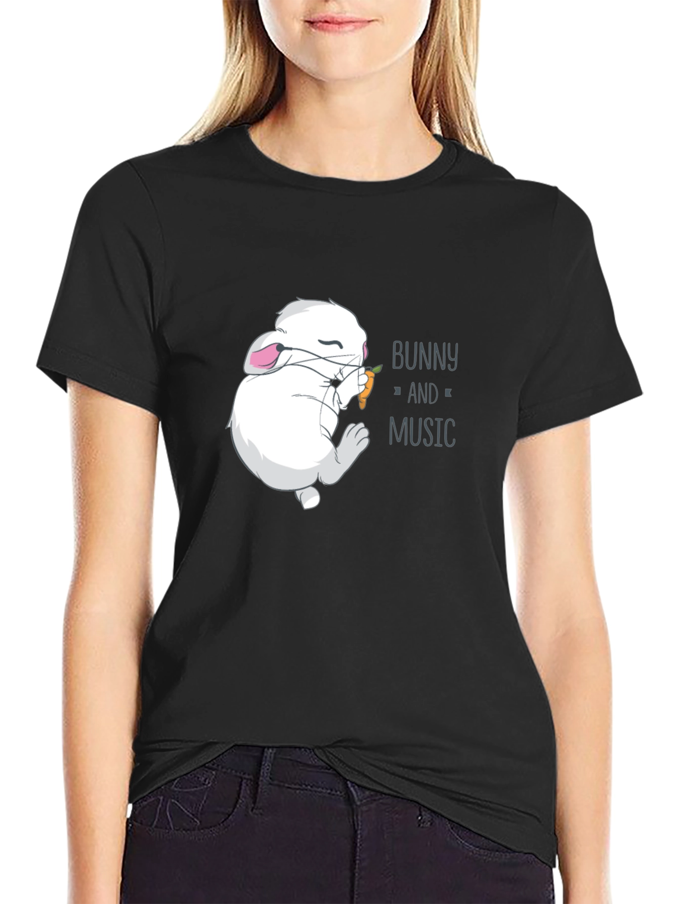 Bunny and Music Graphic T-Shirt - Unisex