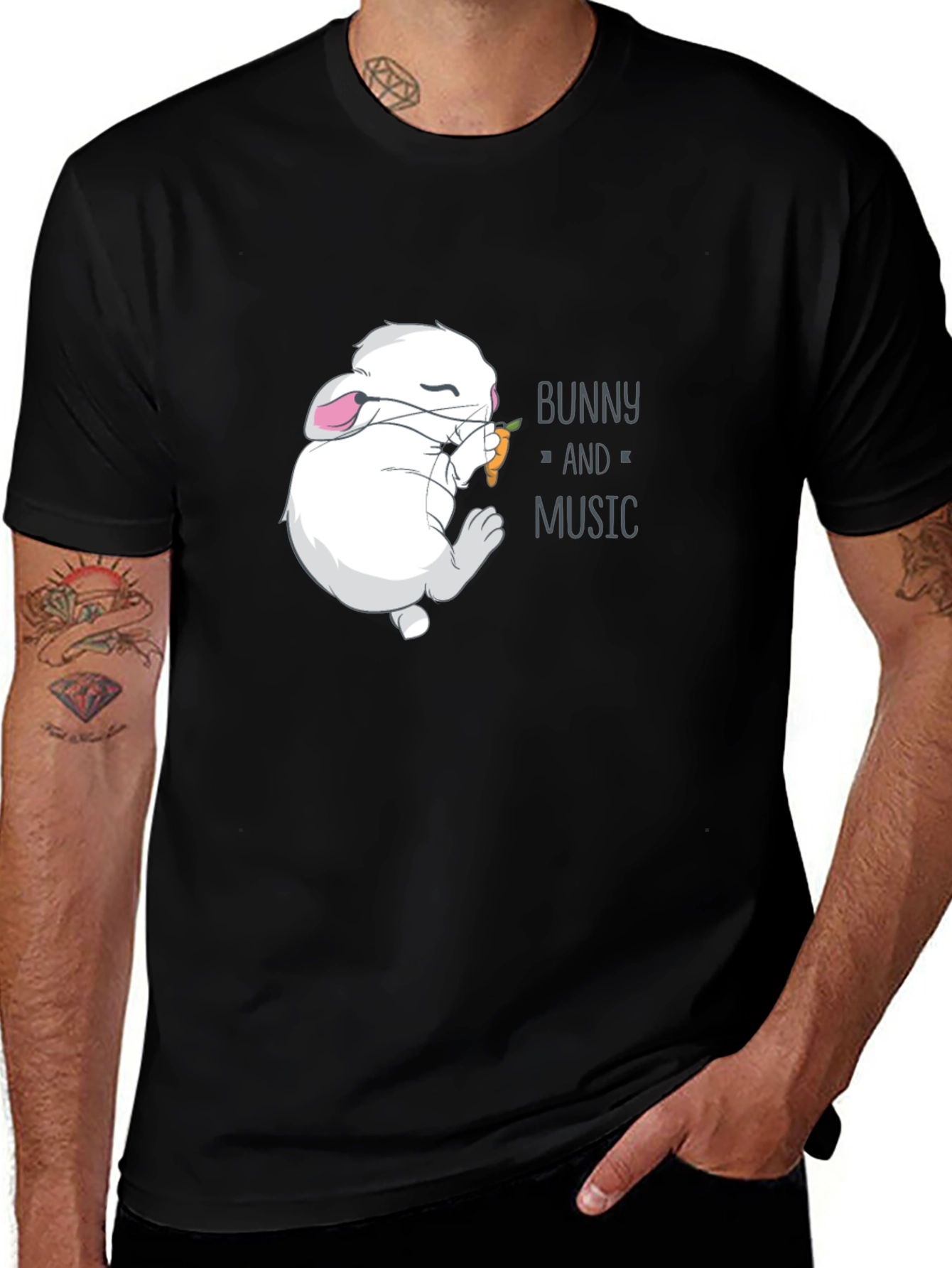 Bunny and Music Graphic T-Shirt - Unisex