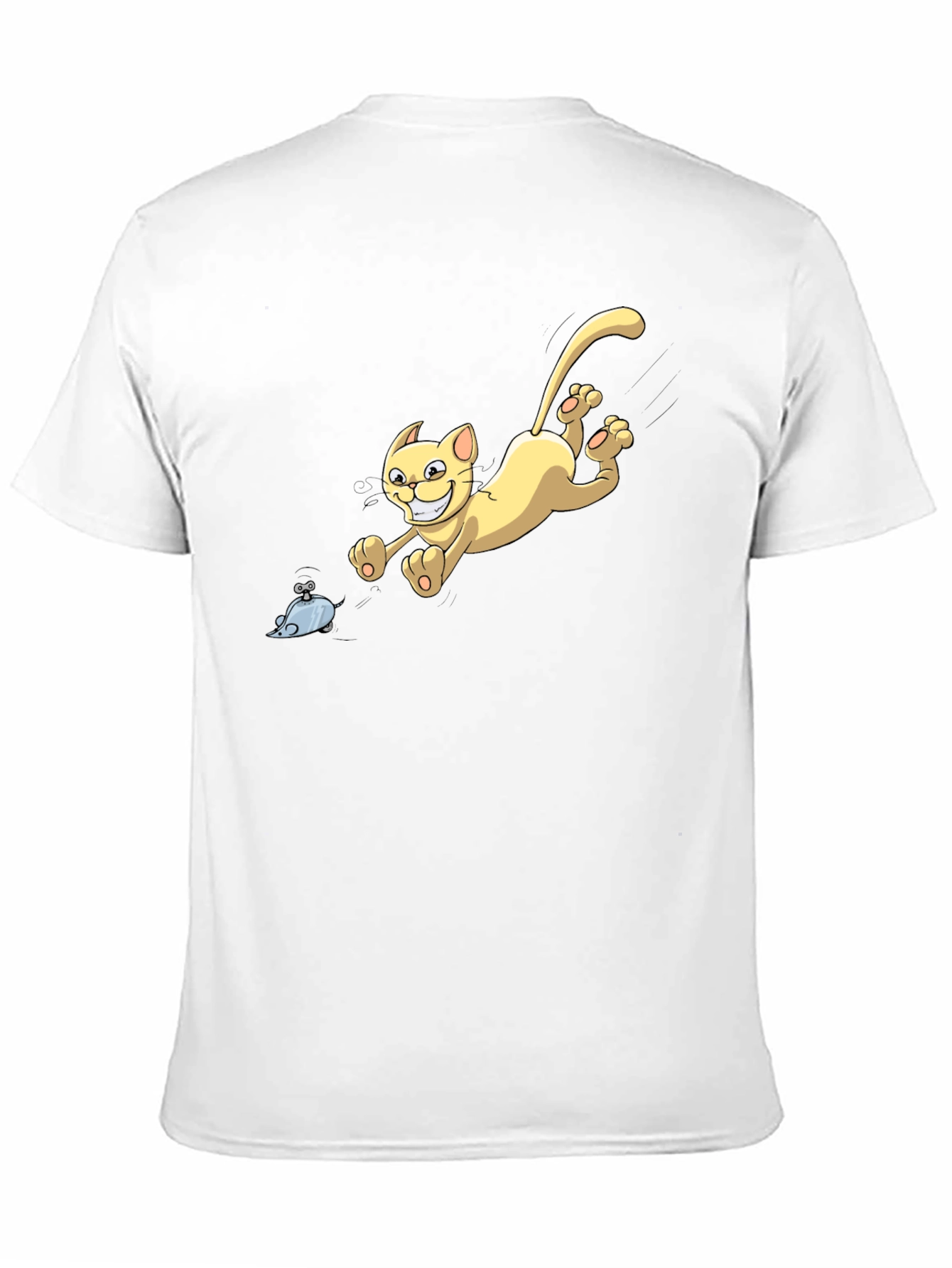 Cartoon Cat Chasing Mouse Graphic T-Shirt