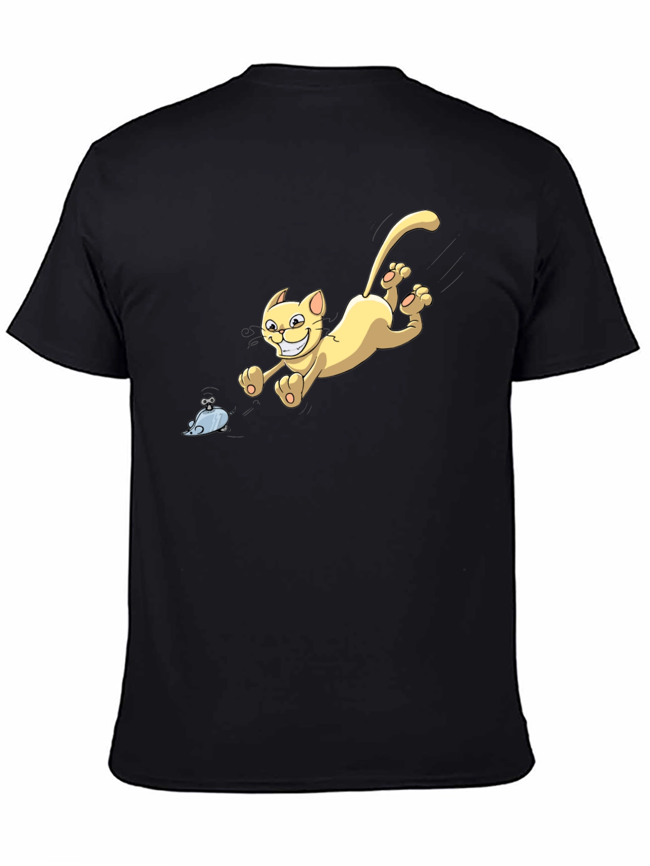 Cartoon Cat Chasing Mouse Graphic T-Shirt
