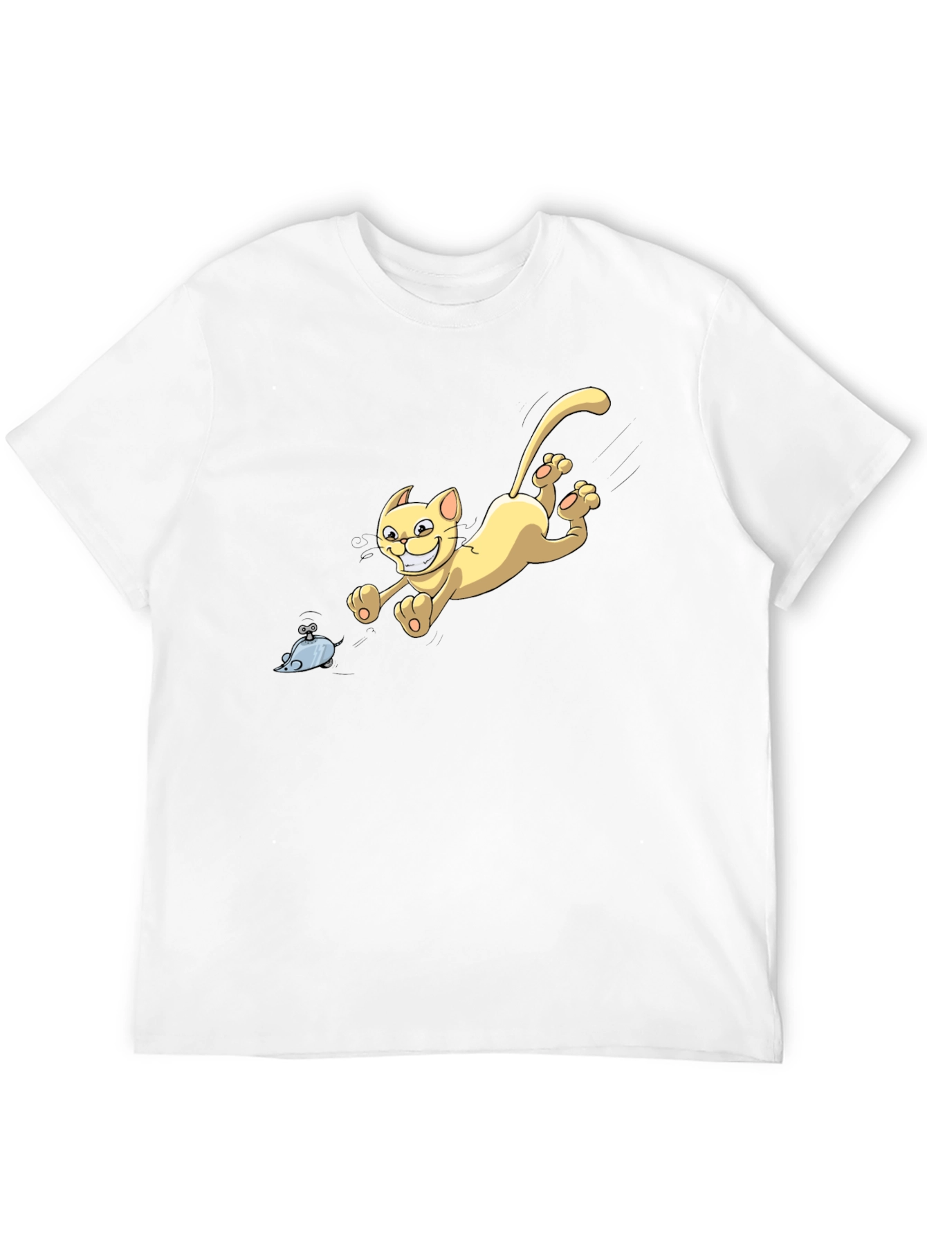 Cartoon Cat Chasing Mouse Graphic T-Shirt