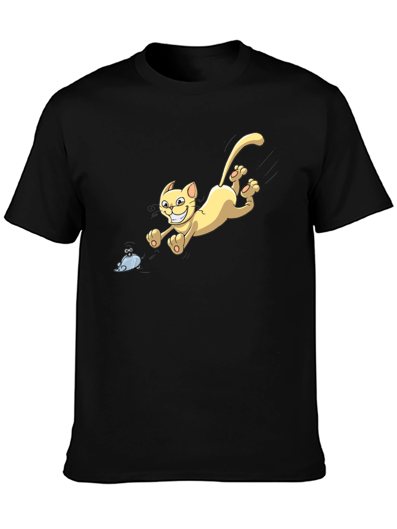 Cartoon Cat Chasing Mouse Graphic T-Shirt