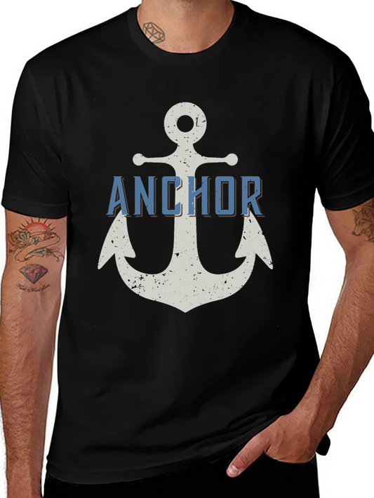 Anchor Graphic Print Mens Black T-Shirt