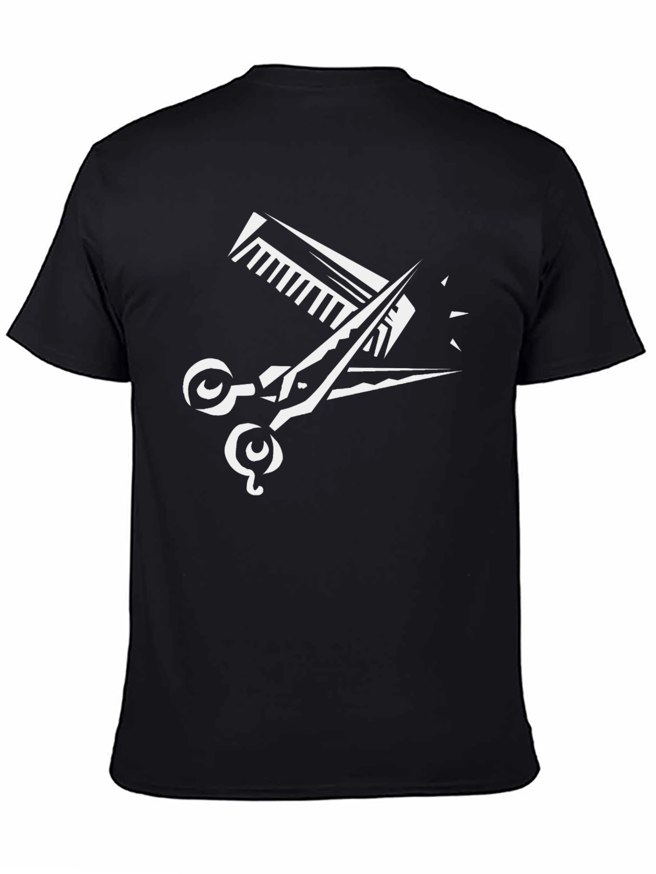 Barber Scissors & Comb Graphic Tee - Black