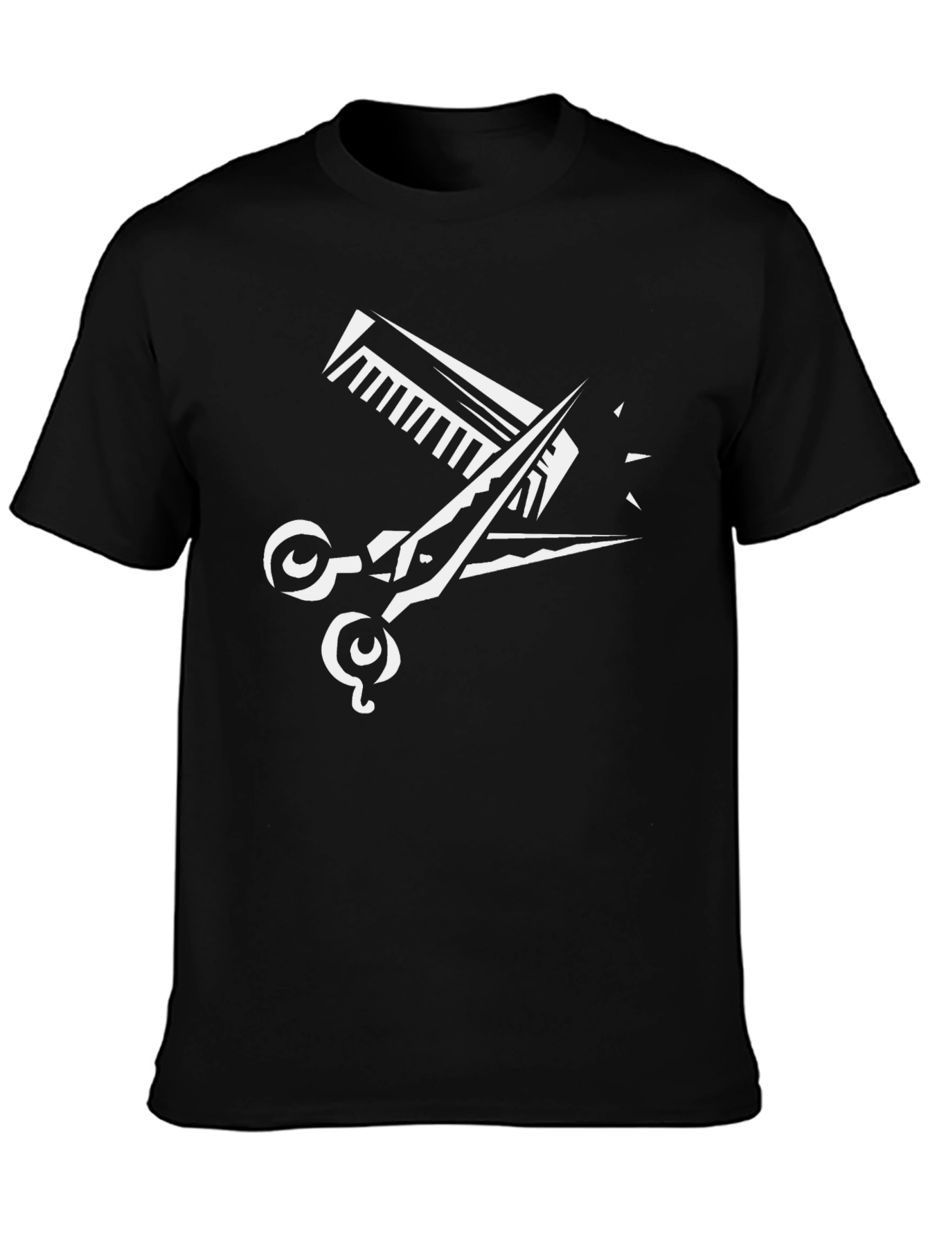 Barber Scissors & Comb Graphic Tee - Black