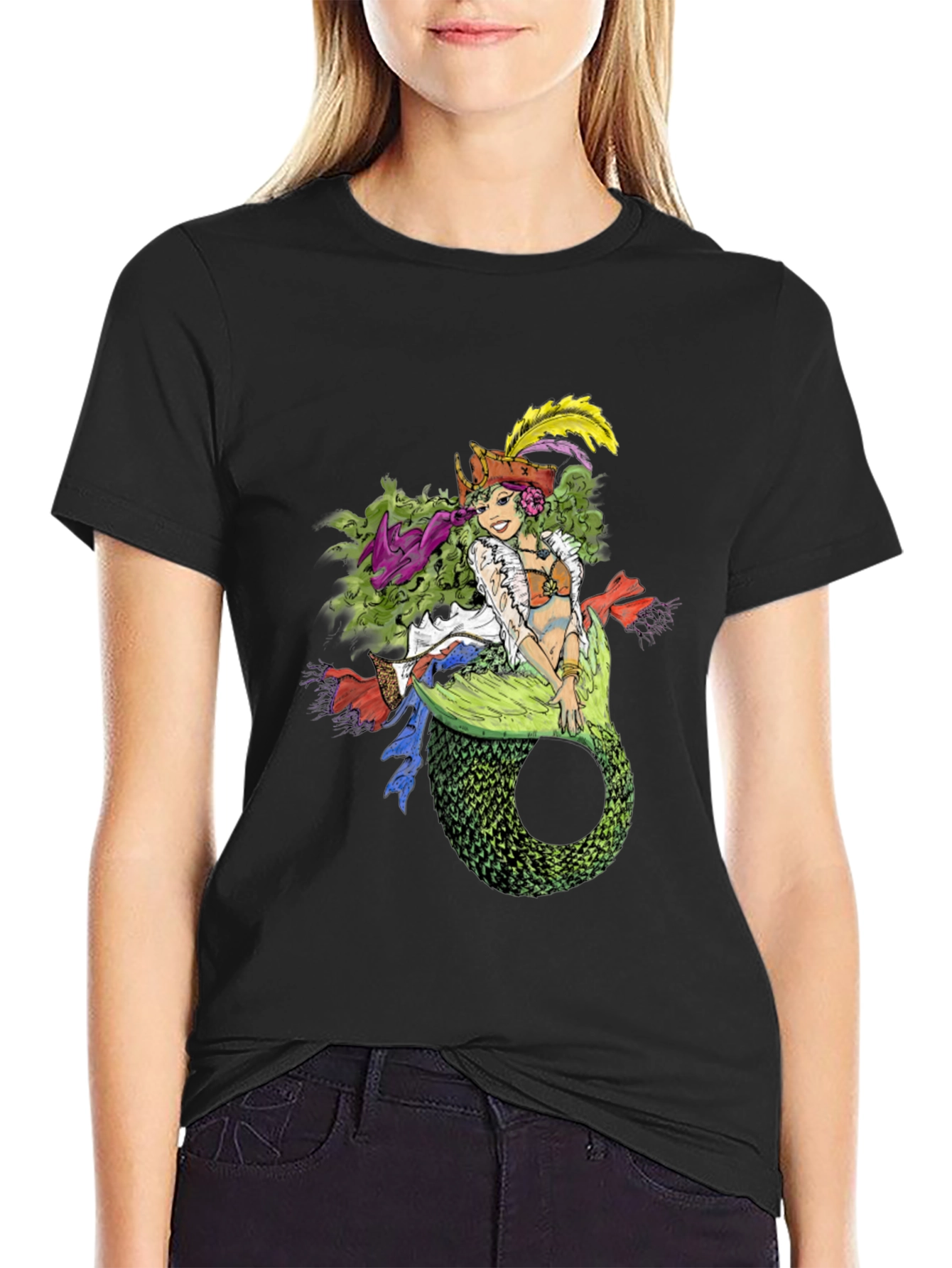 Mermaid Pirate T-Shirt - Quirky Nautical Tee