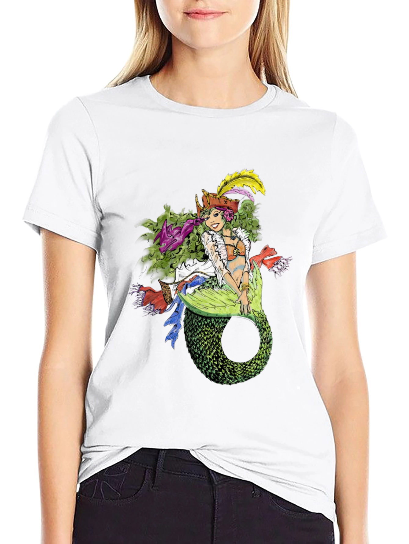 Mermaid Pirate T-Shirt - Quirky Nautical Tee