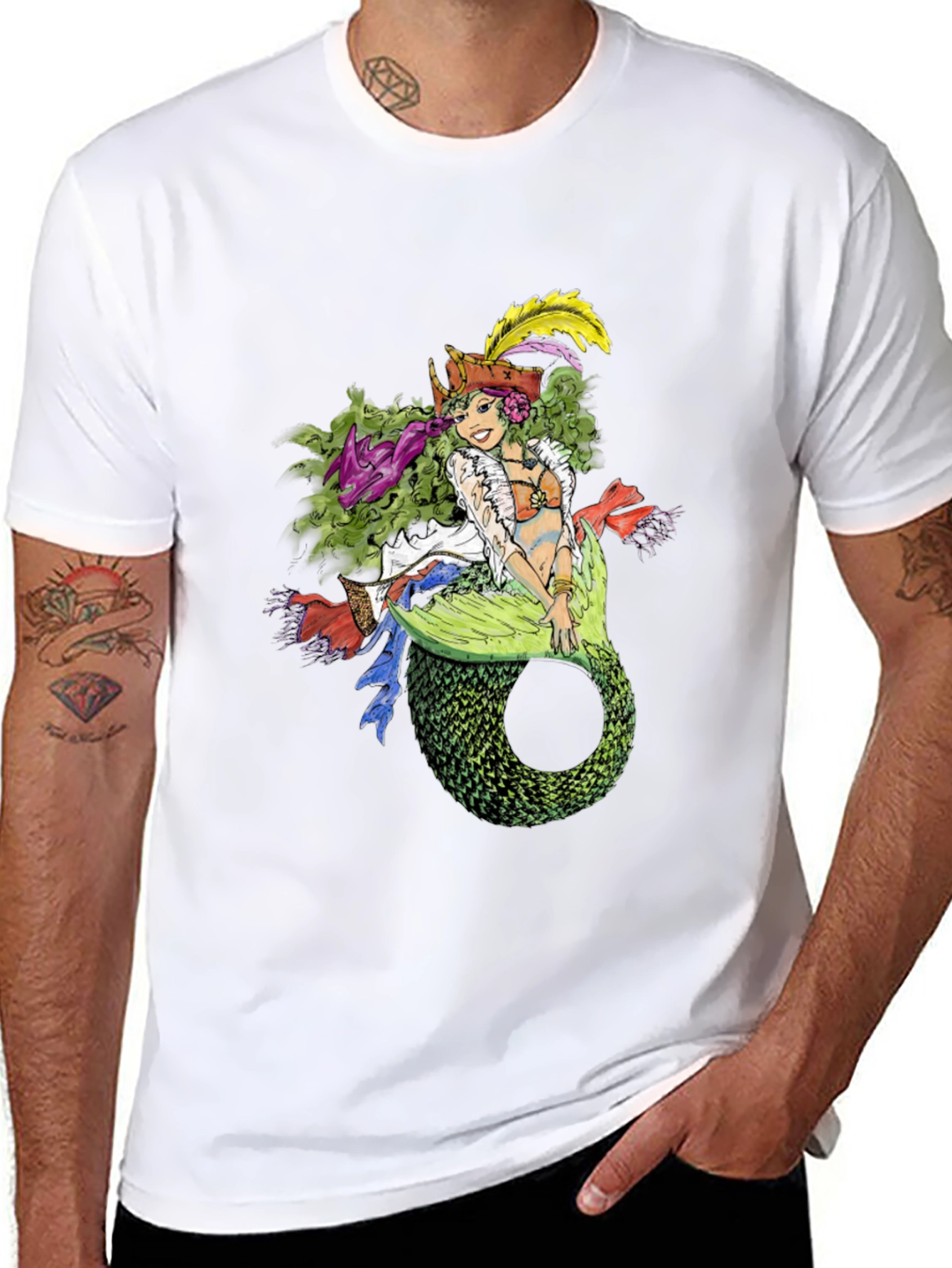 Mermaid Pirate T-Shirt - Quirky Nautical Tee