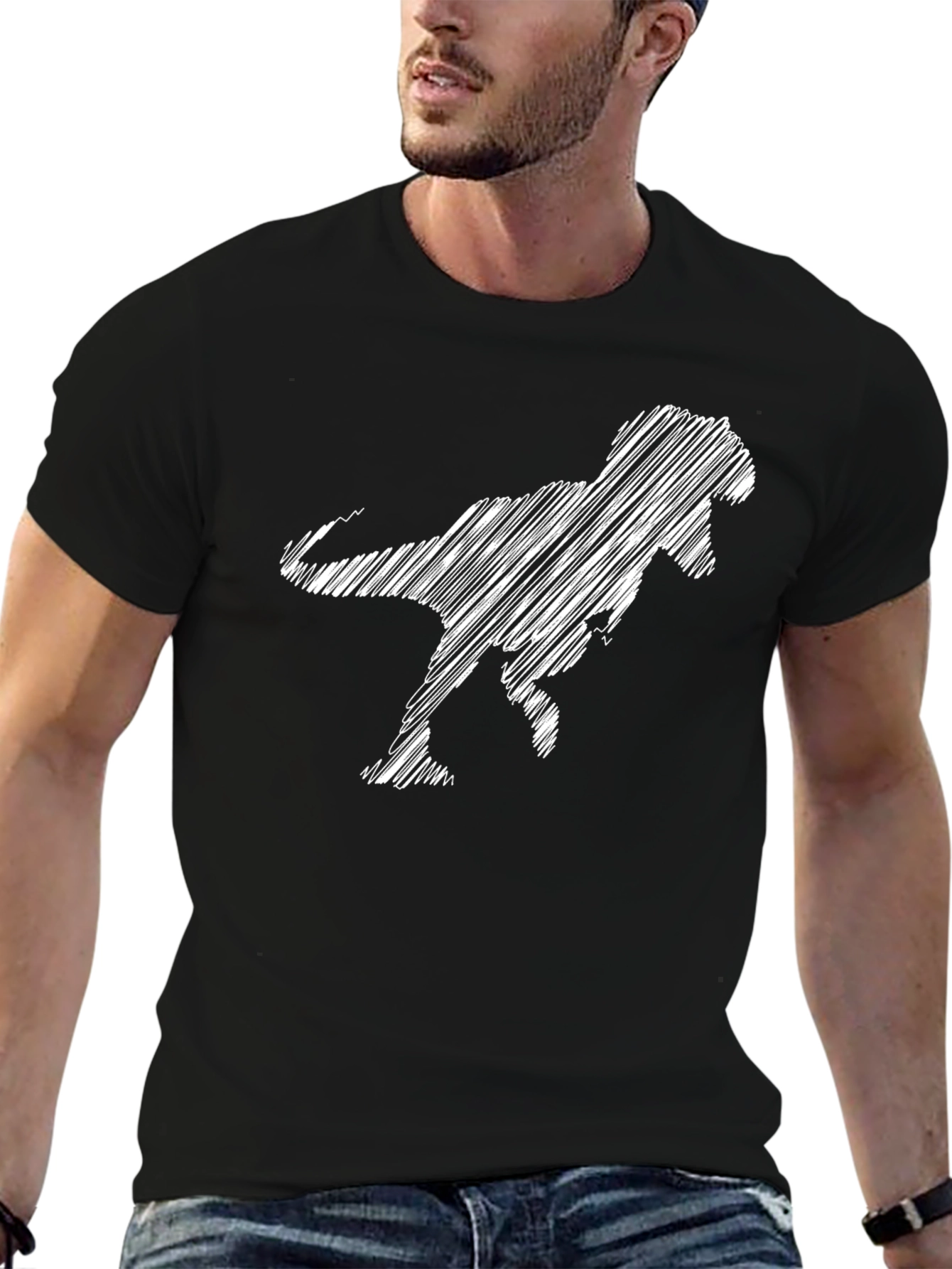 Dino Scribble Black T-Shirt - Cool Graphic Tee