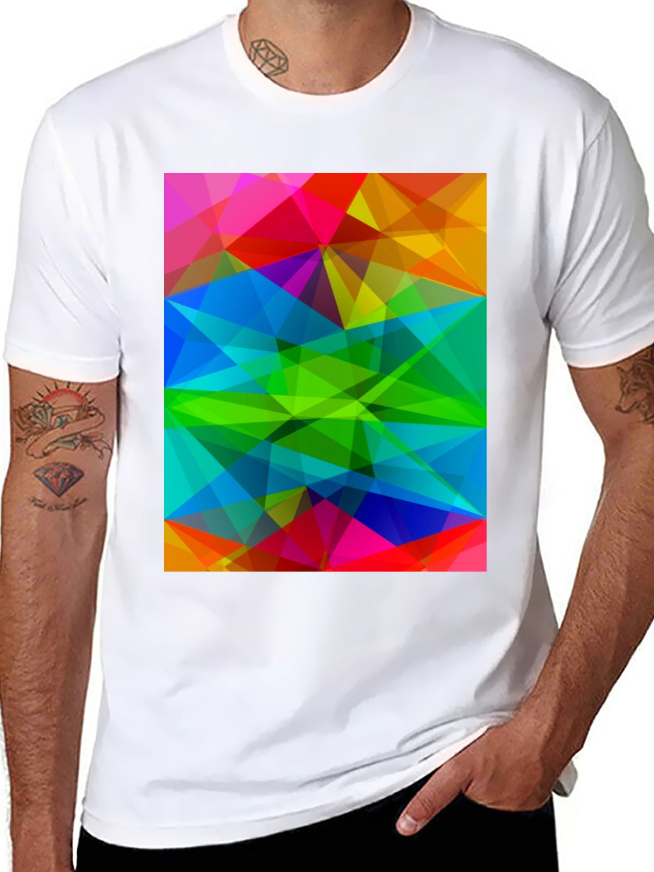 Abstract Geometric Print T-Shirt - Modern Art Tee