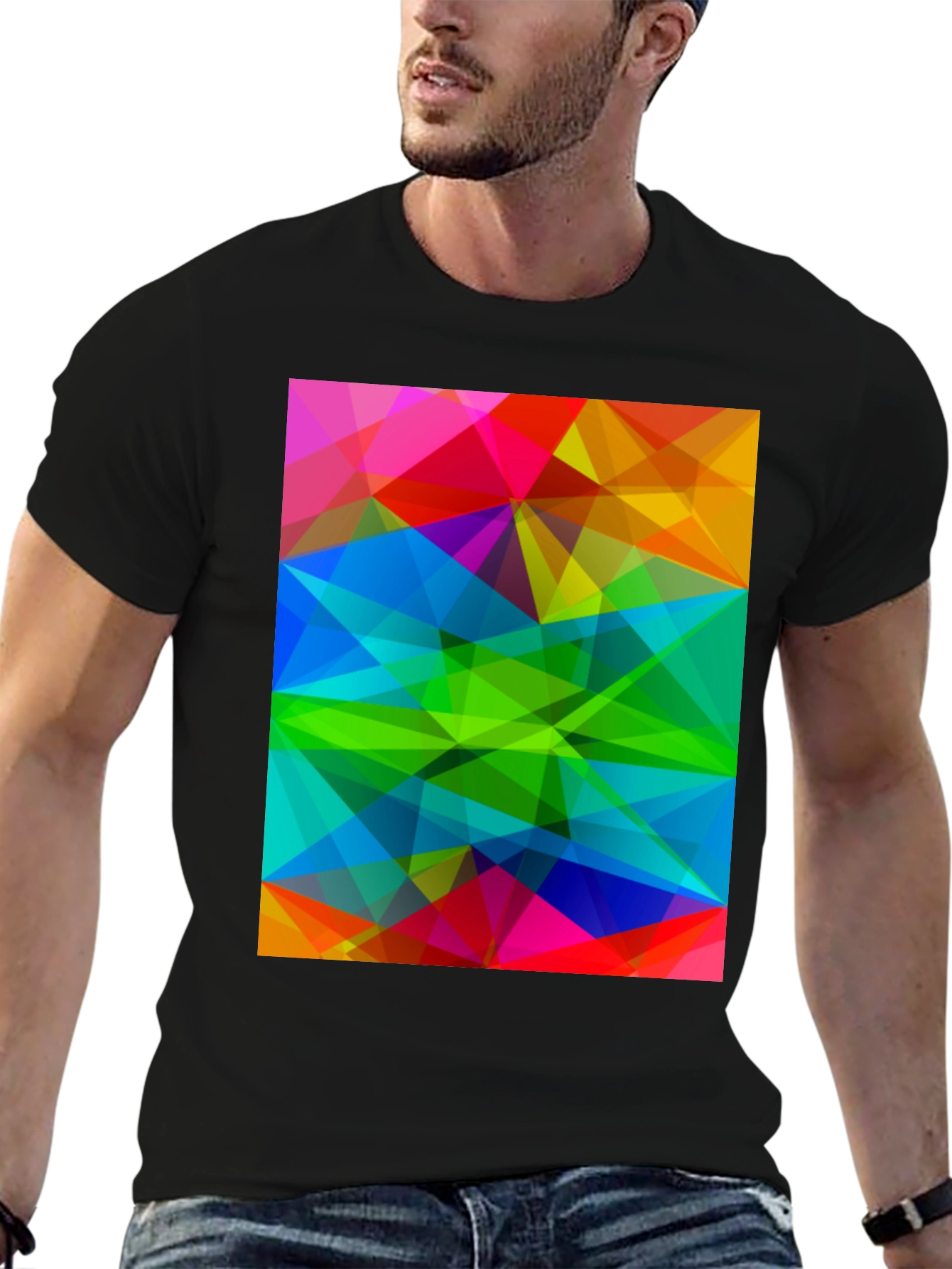 Abstract Geometric Print T-Shirt - Modern Art Tee