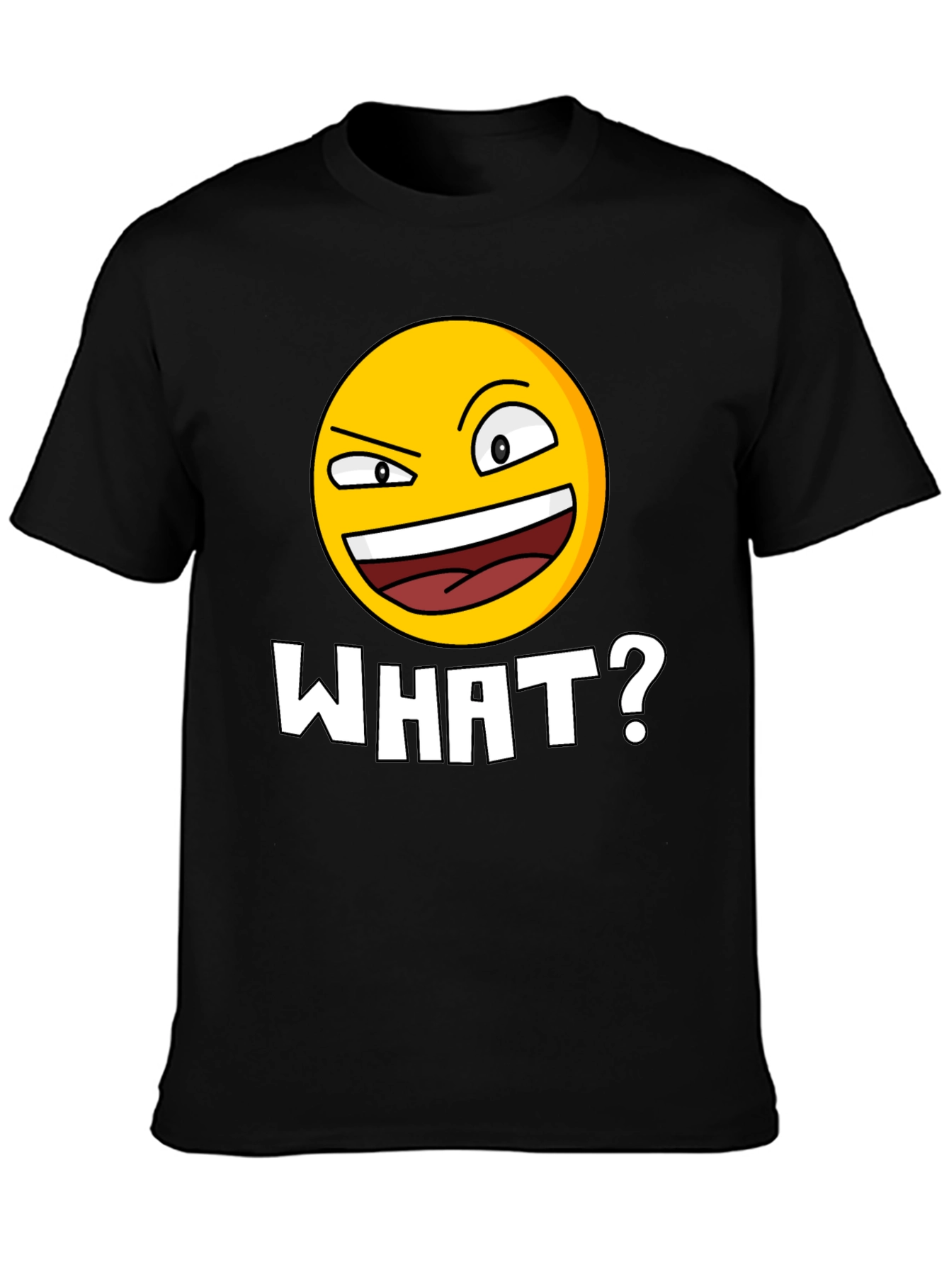 Funny Emoji WHAT? Black T-Shirt