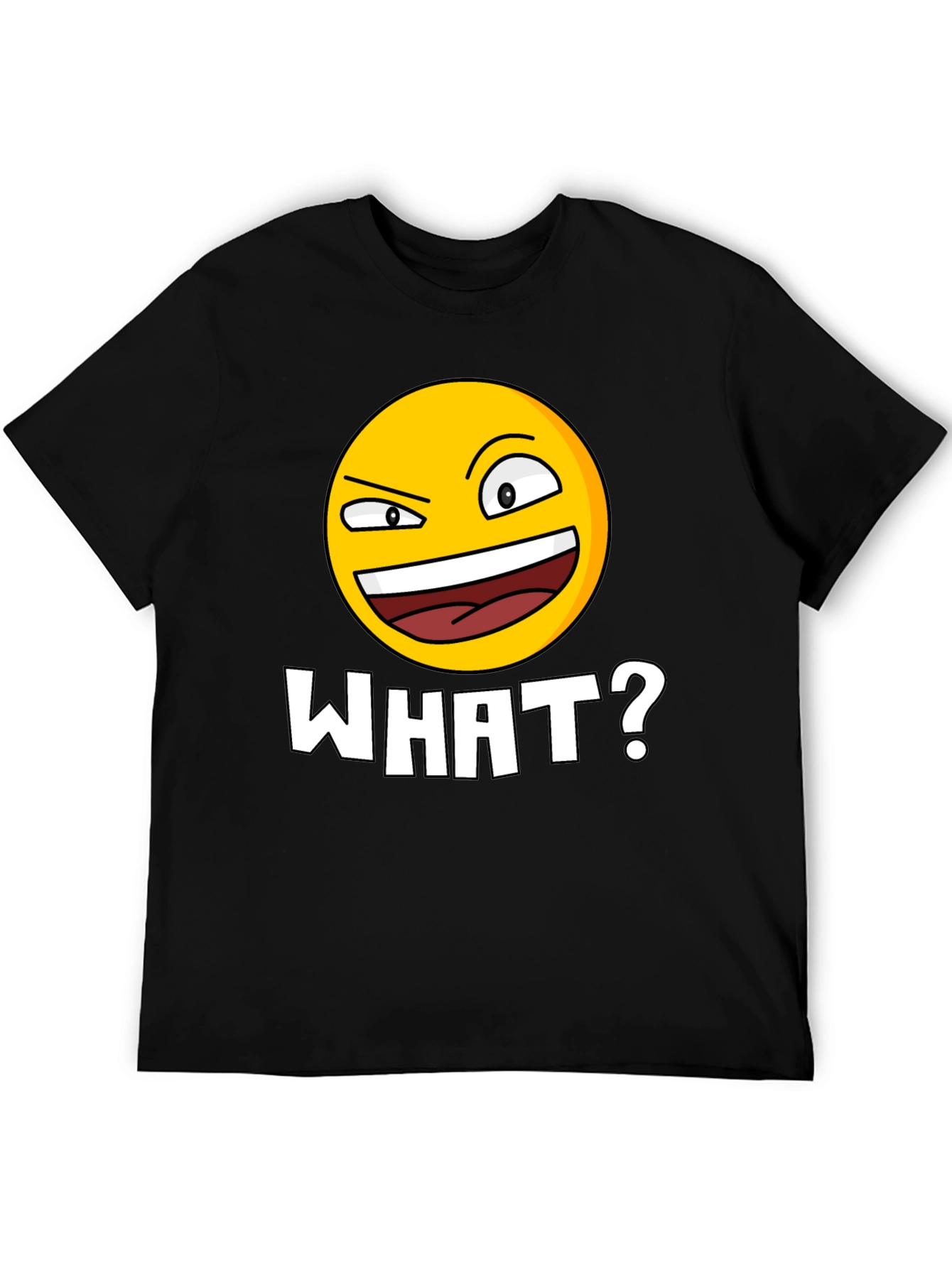 Funny Emoji WHAT? Black T-Shirt