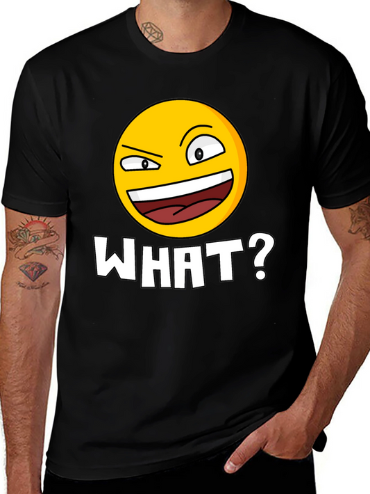 Funny Emoji WHAT? Black T-Shirt