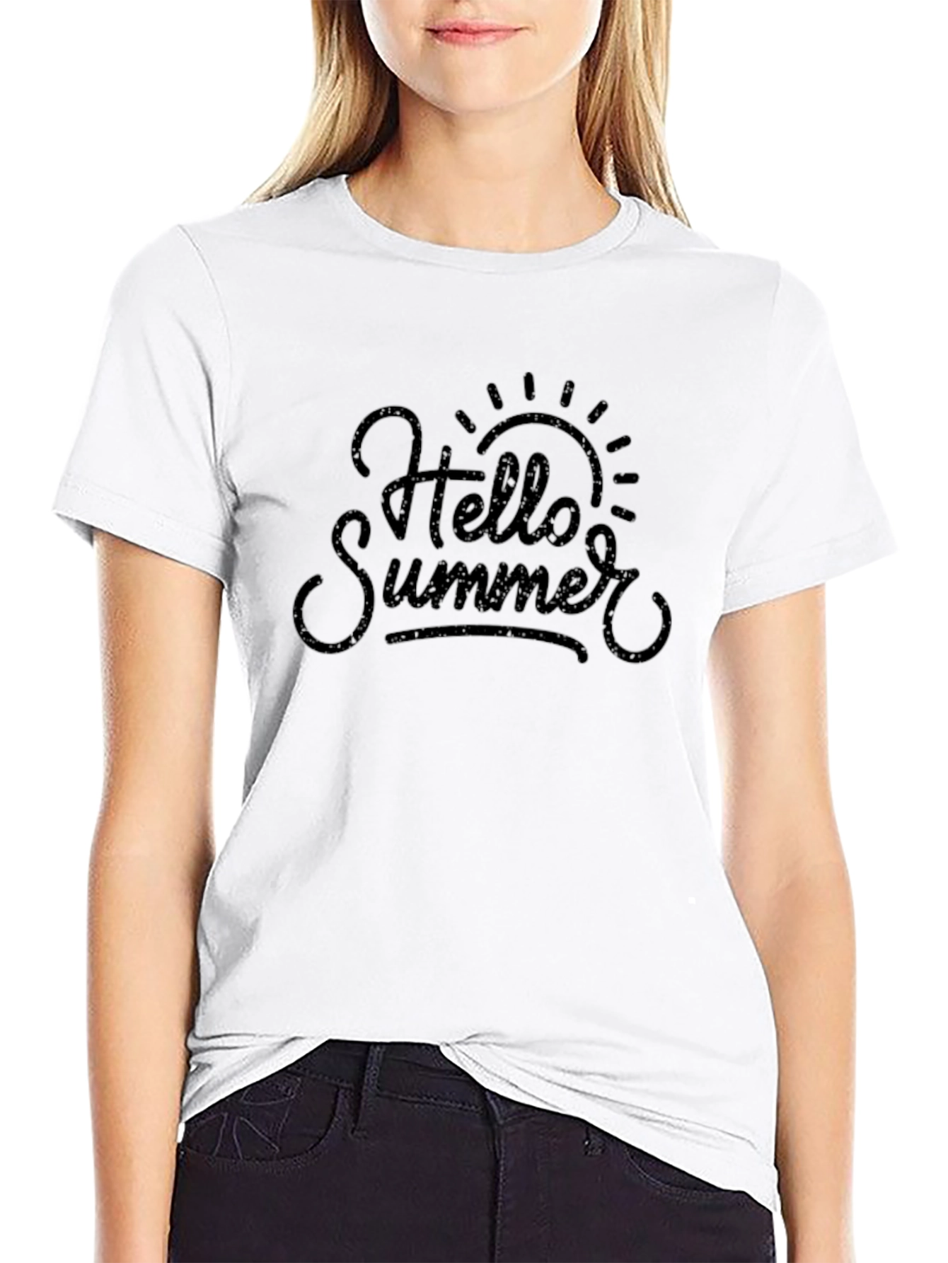 Hello Summer Graphic Tee - Black Cotton T-Shirt