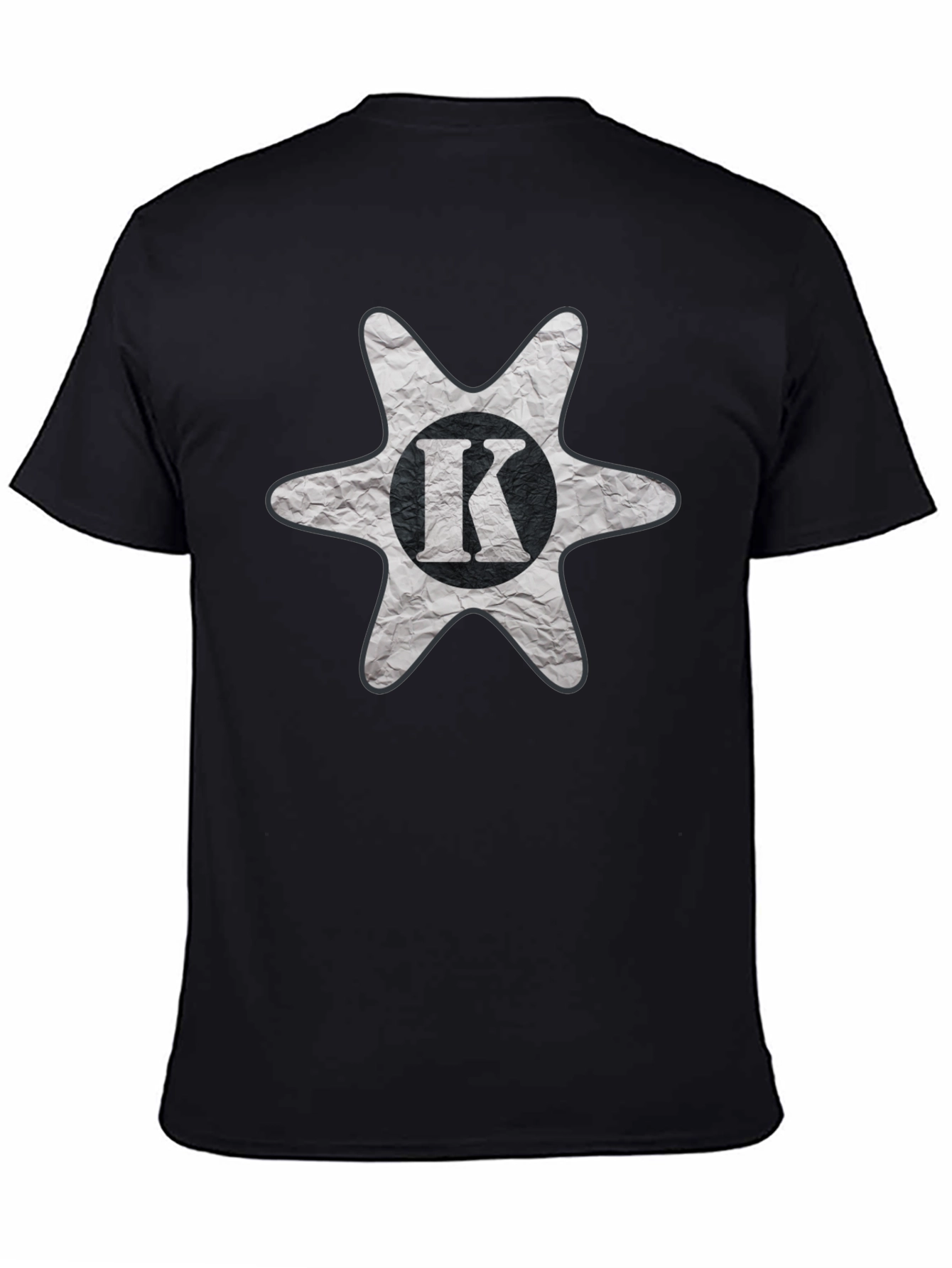 Mens Black T-Shirt with K Letter Graphic