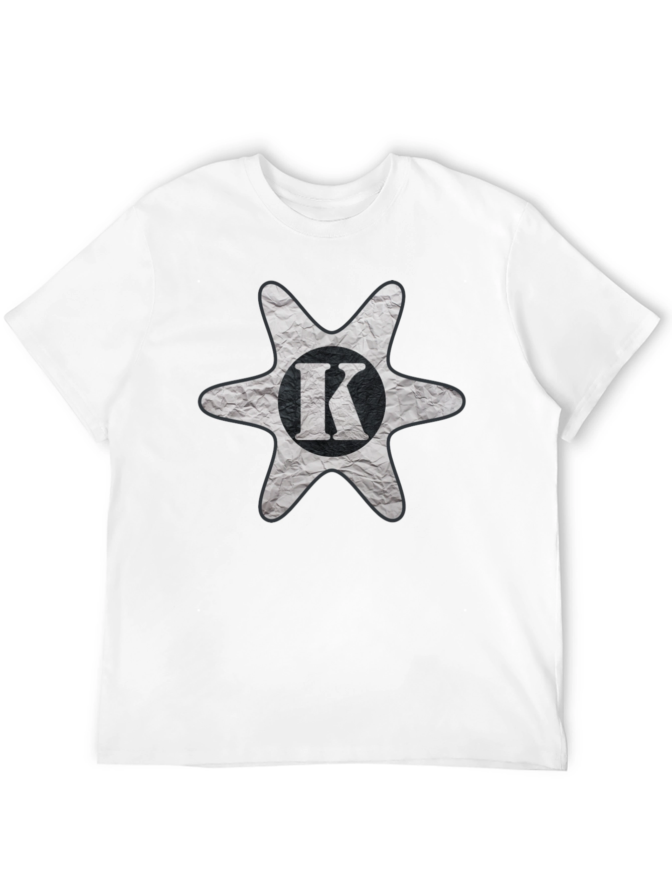Mens Black T-Shirt with K Letter Graphic