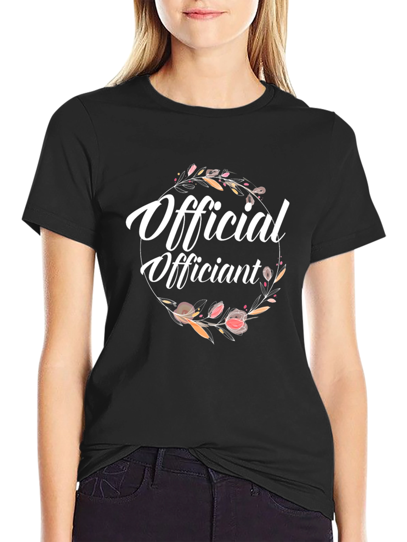 Official Officiant Floral Tee - Wedding Ceremony T-Shirt