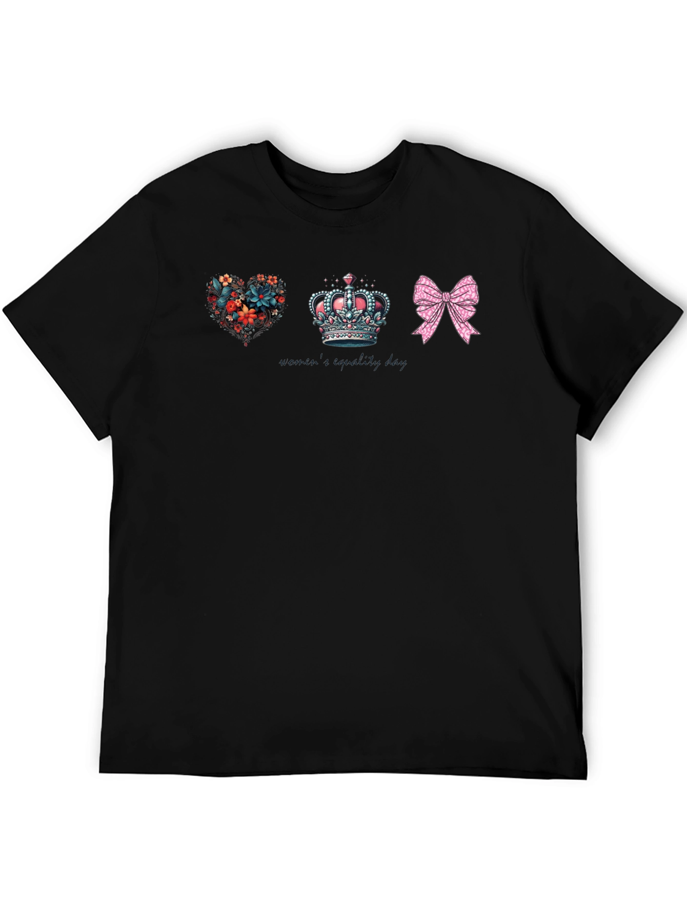 Floral Heart Crown Bow Graphic Tee - Unisex