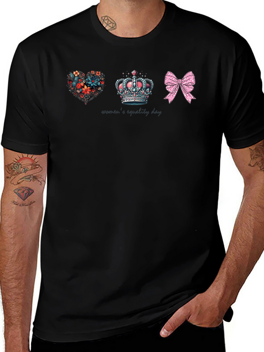 Floral Heart Crown Bow Graphic Tee - Unisex