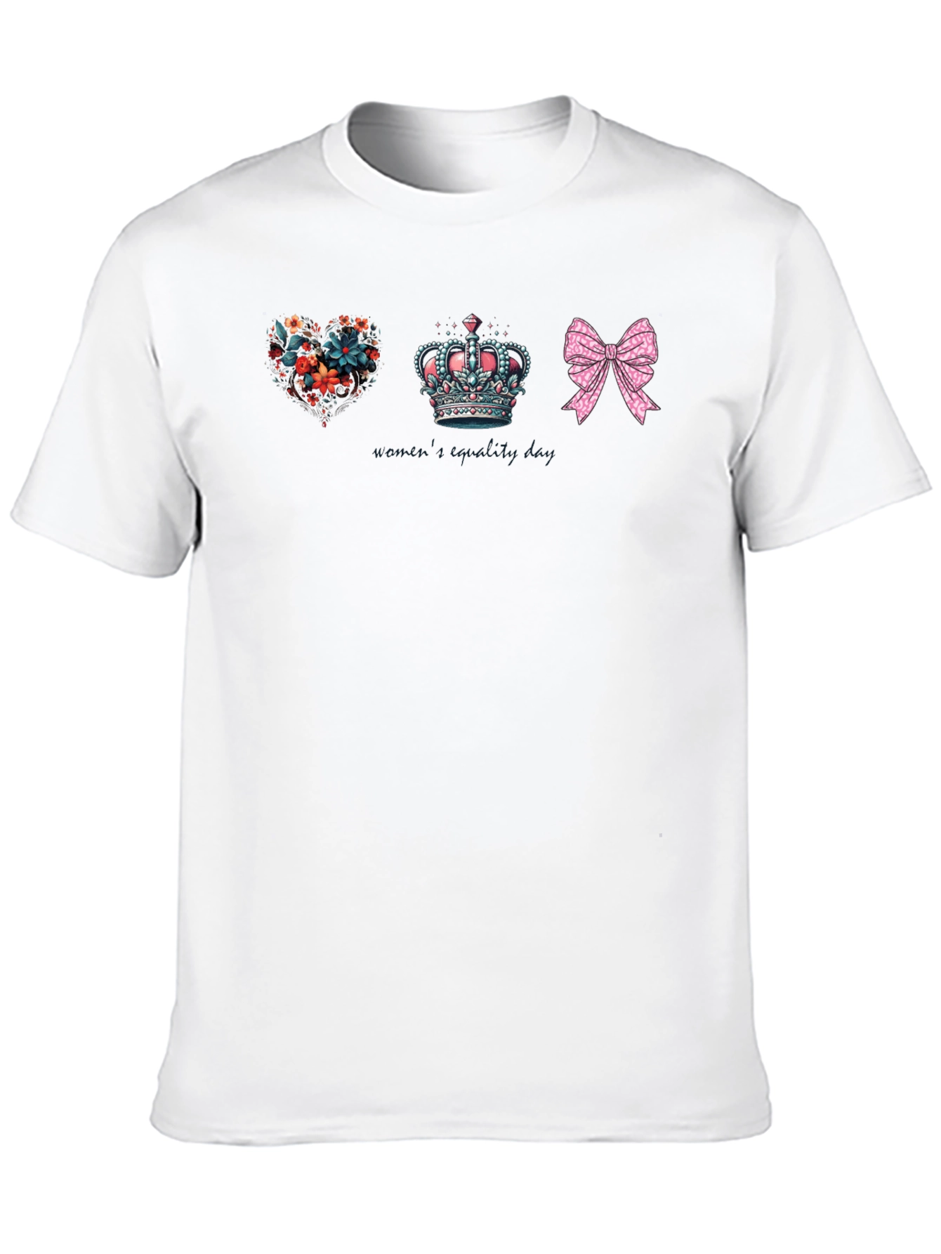 Floral Heart Crown Bow Graphic Tee - Unisex