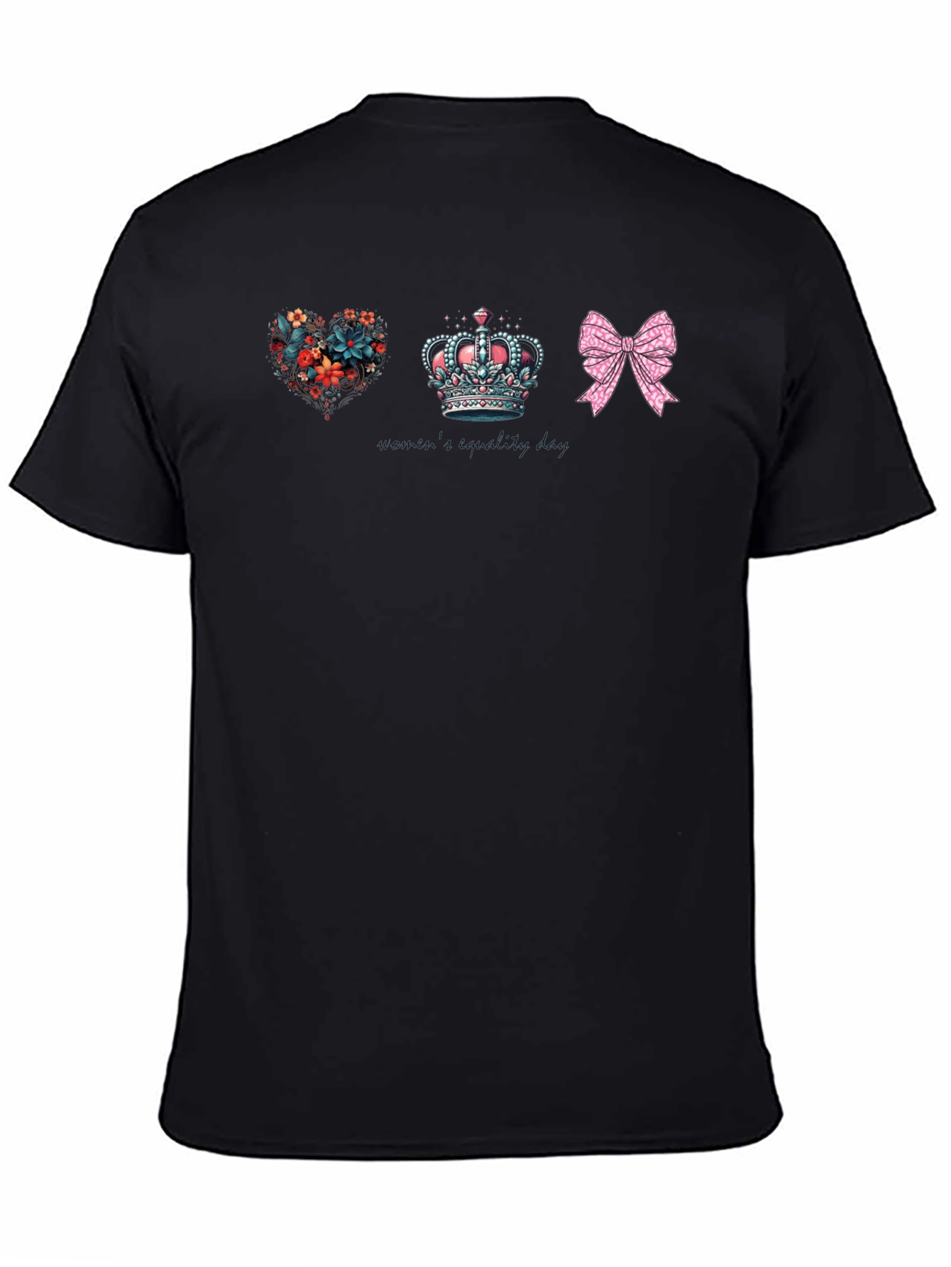 Floral Heart Crown Bow Graphic Tee - Unisex