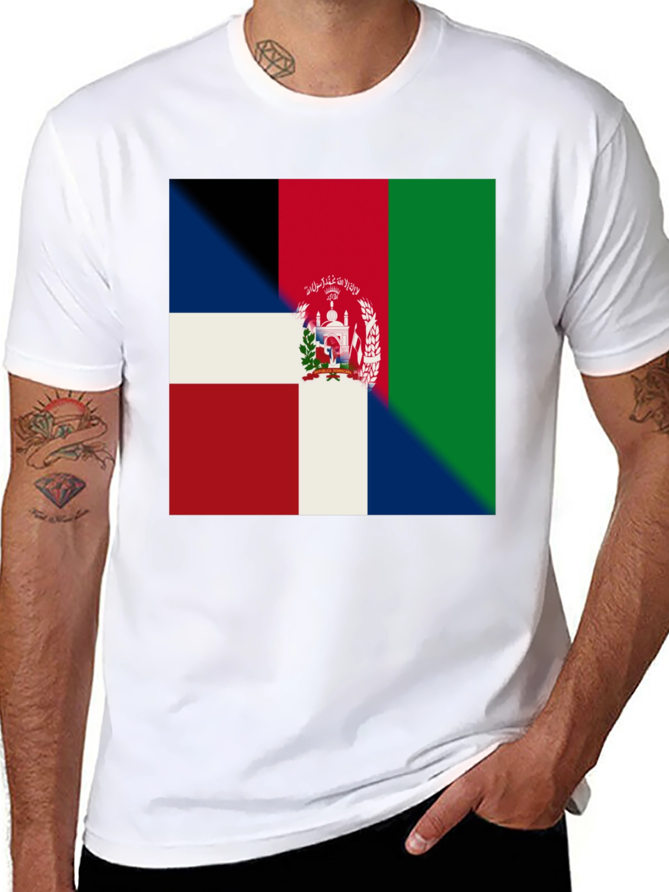 Dominican Republic Afghanistan Flag T-Shirt