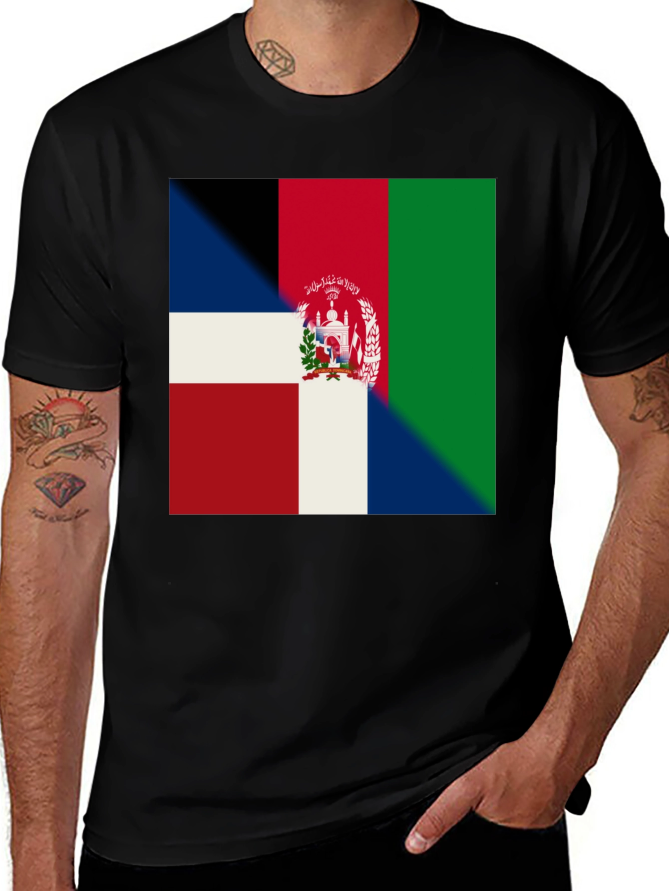 Dominican Republic Afghanistan Flag T-Shirt