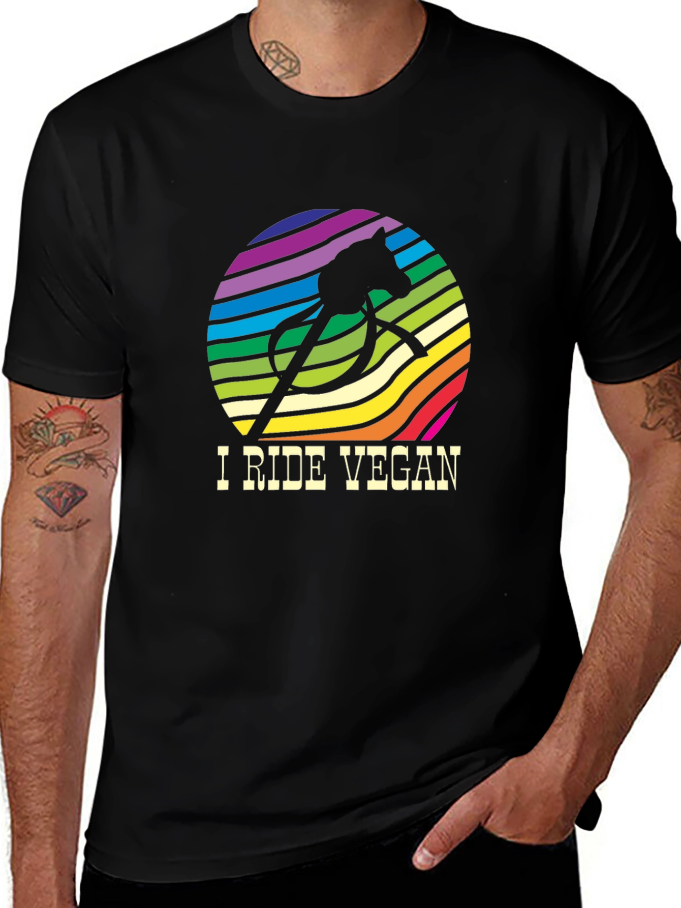 I Ride Vegan Graphic T-Shirt - Black