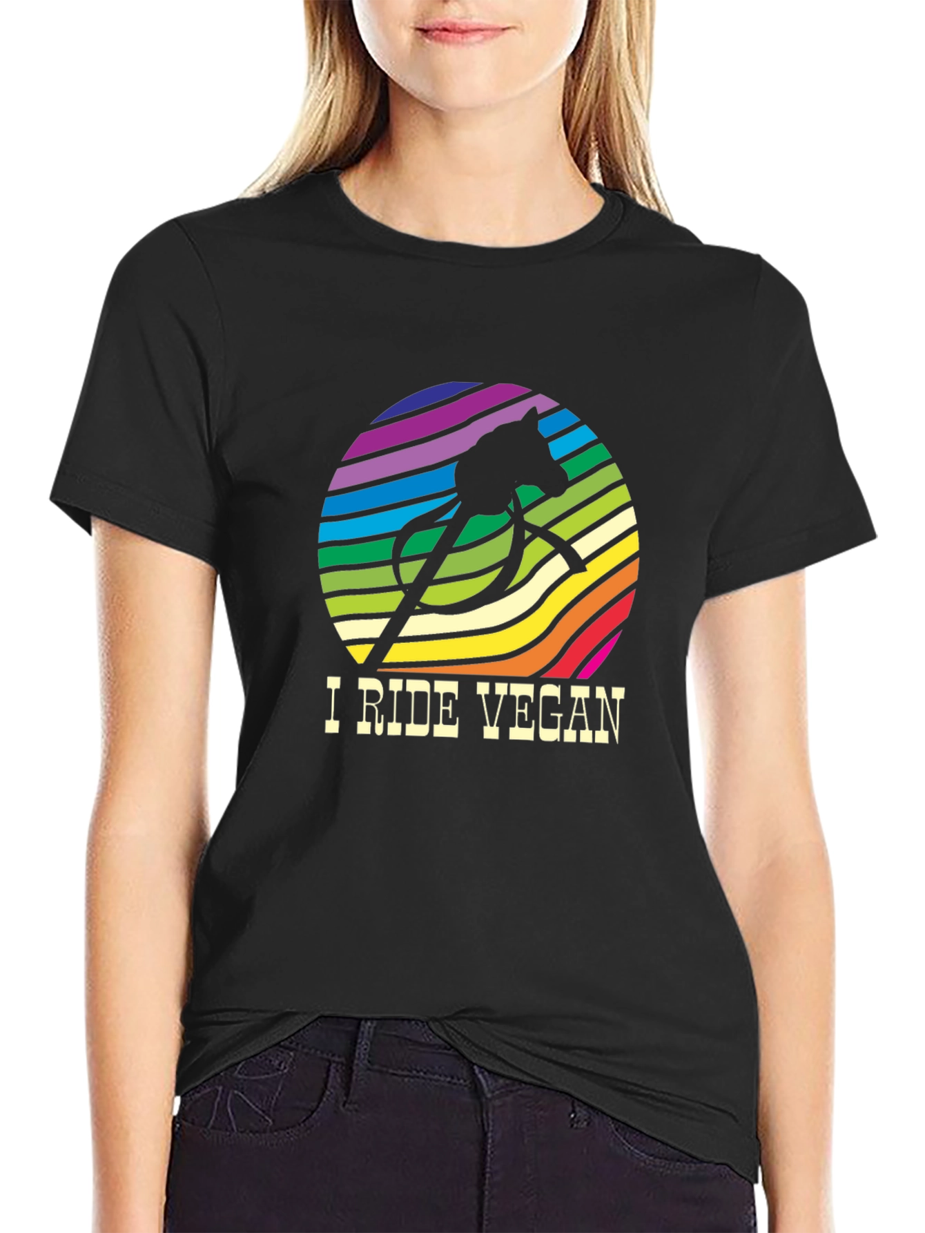 I Ride Vegan Graphic T-Shirt - Black
