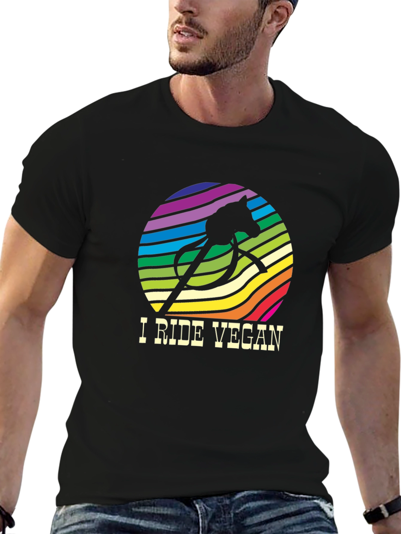I Ride Vegan Graphic T-Shirt - Black