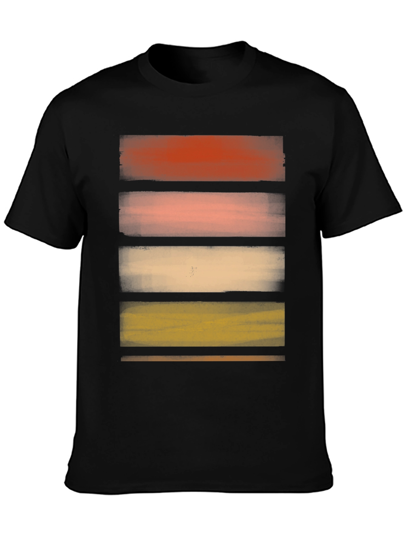 Abstract Striped Graphic Black T-Shirt