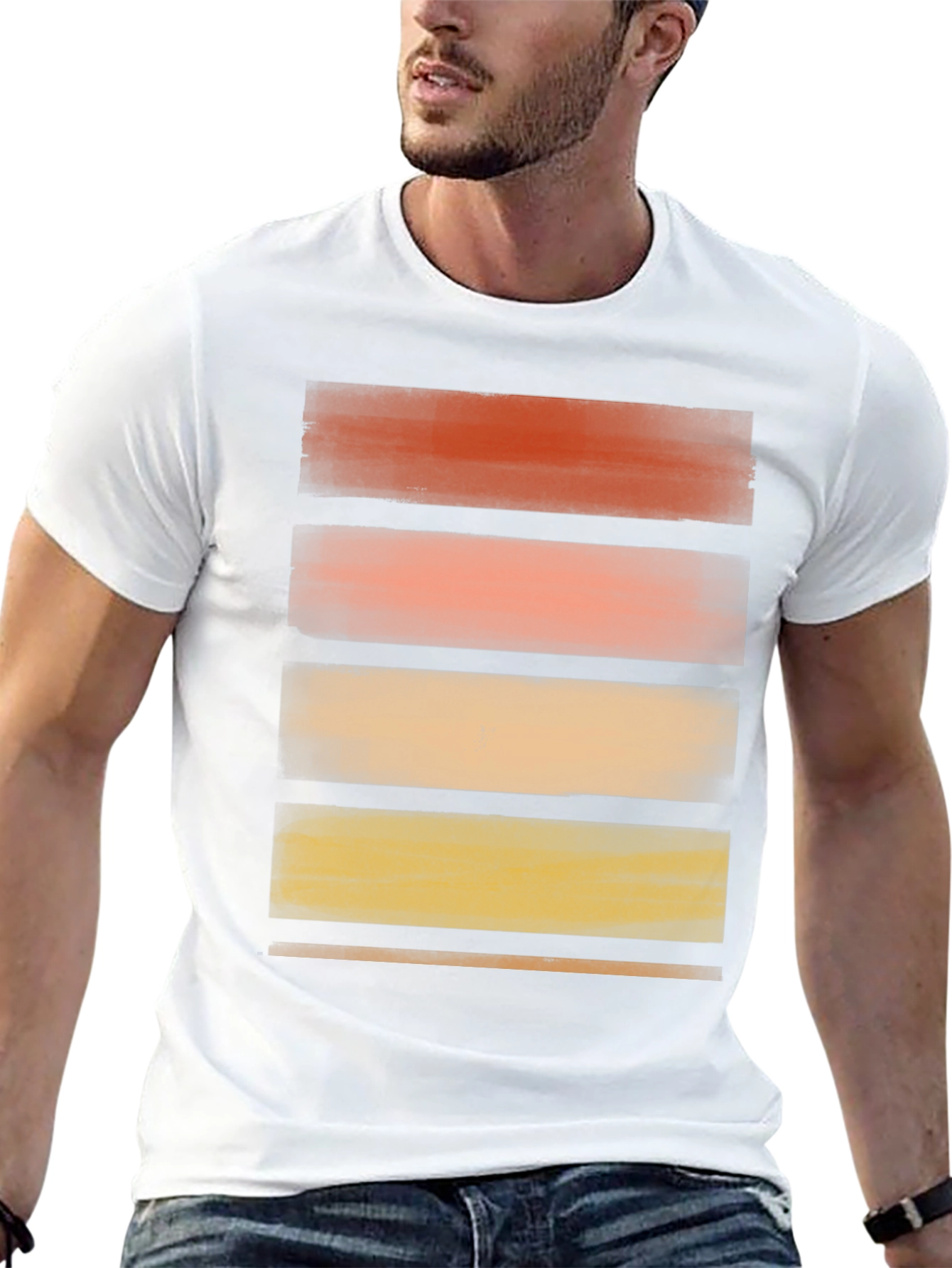 Abstract Striped Graphic Black T-Shirt