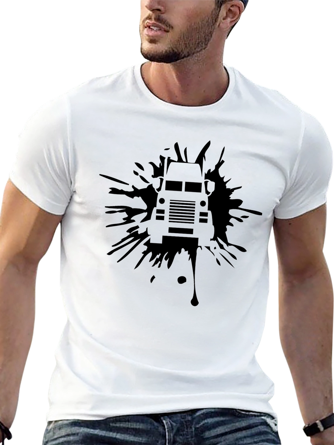 Black Truck Splatter Graphic T-Shirt