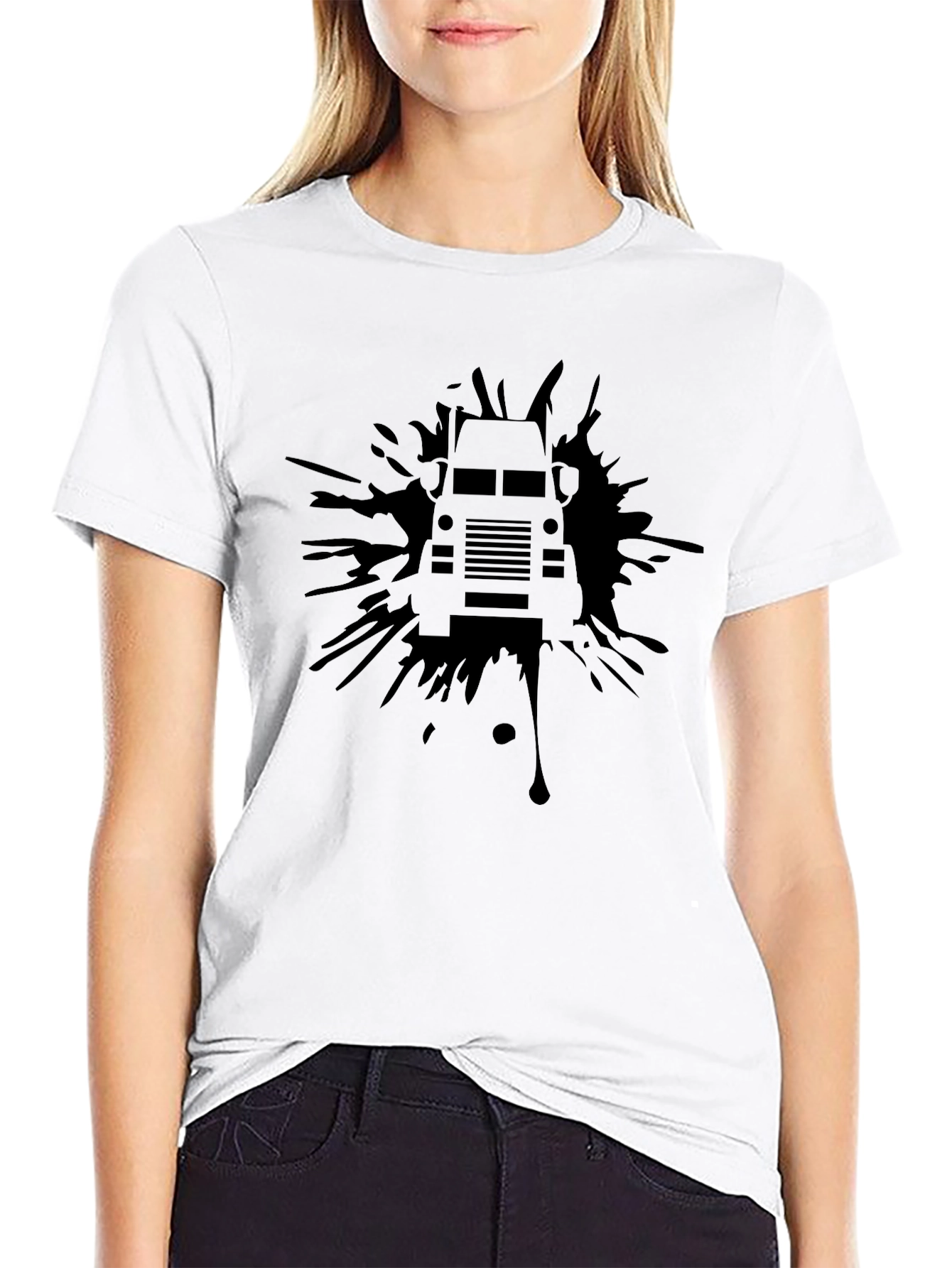 Black Truck Splatter Graphic T-Shirt
