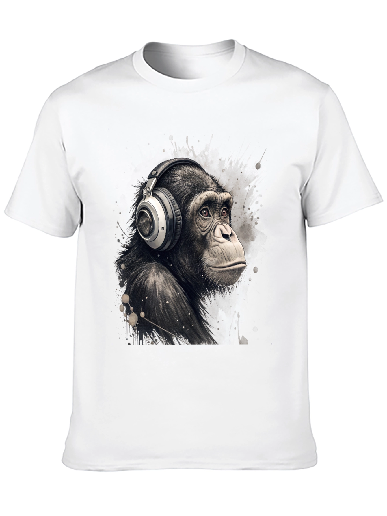 Chimpanzee Headphones Graphic T-Shirt