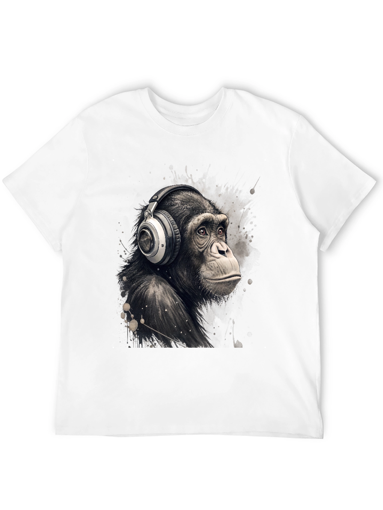 Chimpanzee Headphones Graphic T-Shirt