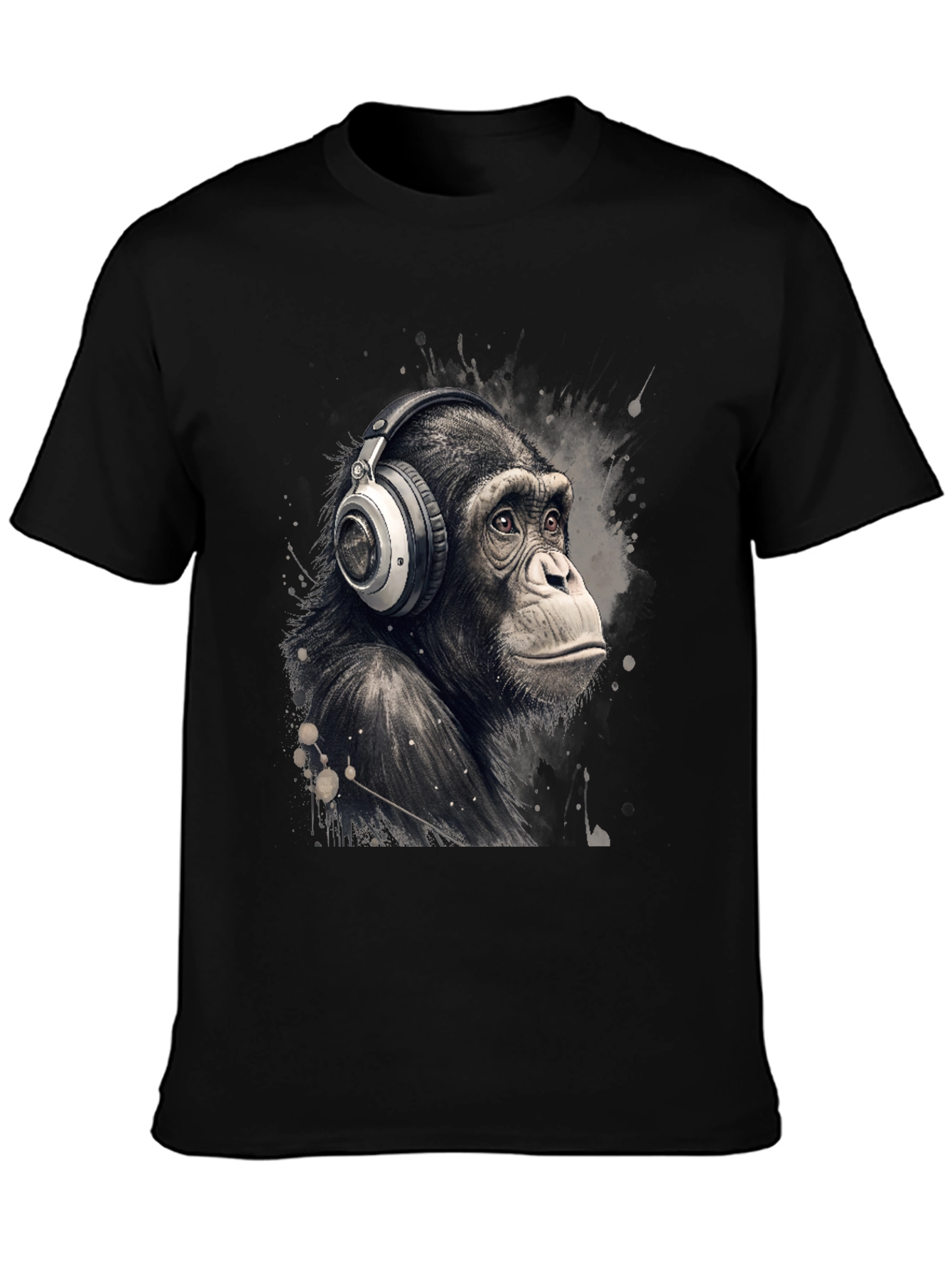 Chimpanzee Headphones Graphic T-Shirt