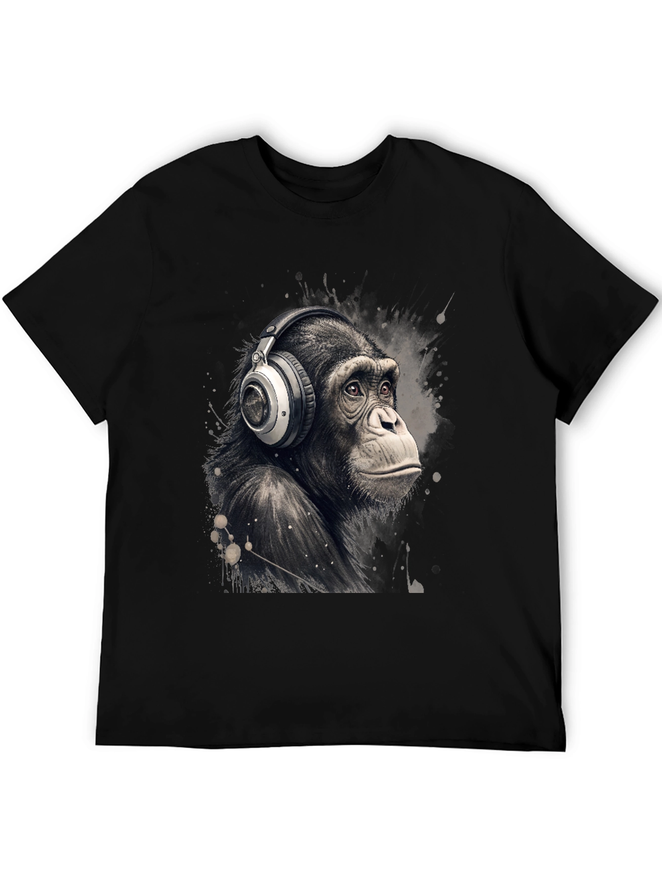 Chimpanzee Headphones Graphic T-Shirt