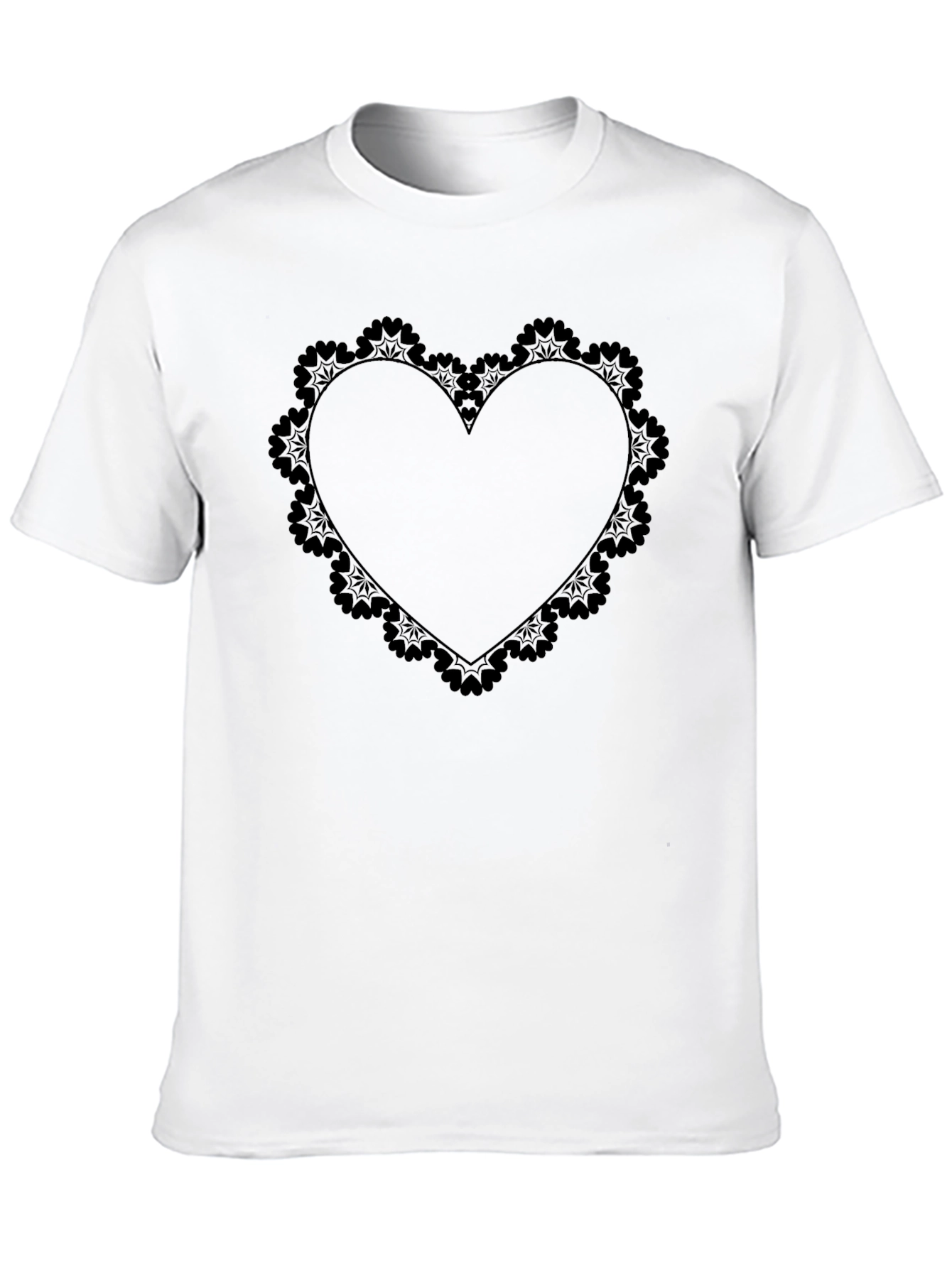 Black Heart Lace Graphic Tee - Soft Cotton