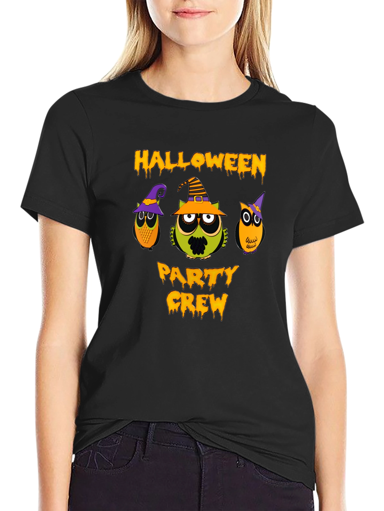 Halloween Party Crew Owls Graphic T-Shirt