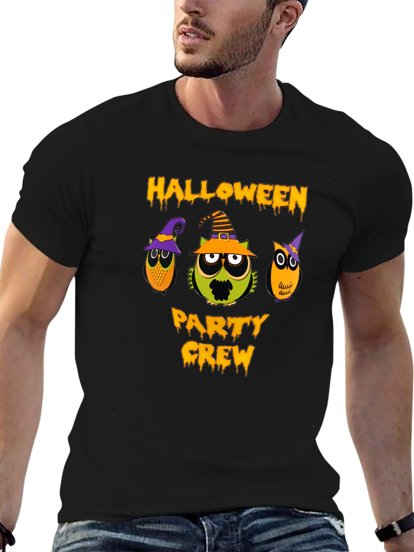 Halloween Party Crew Owls Graphic T-Shirt