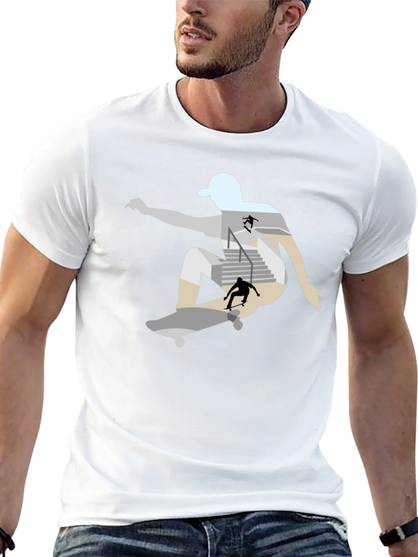 Skateboarder Graphic Tee - Black