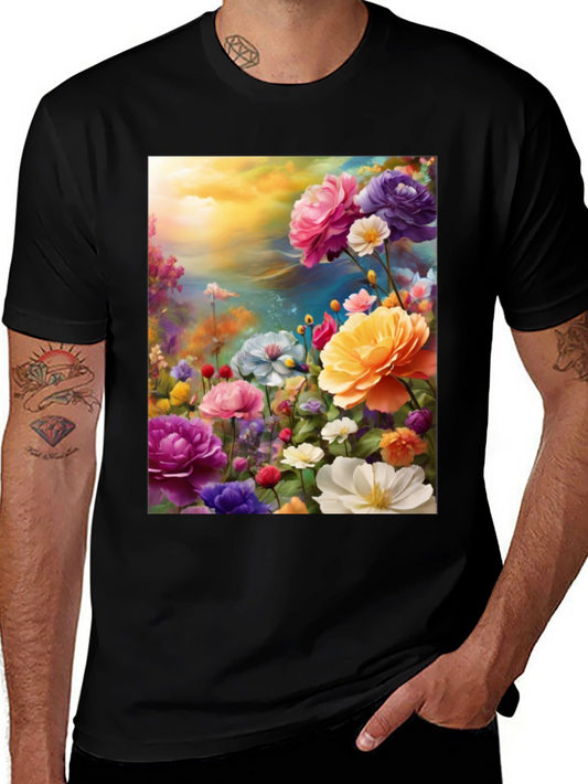 Floral Fantasy T-Shirt - Artistic Flower Garden Design