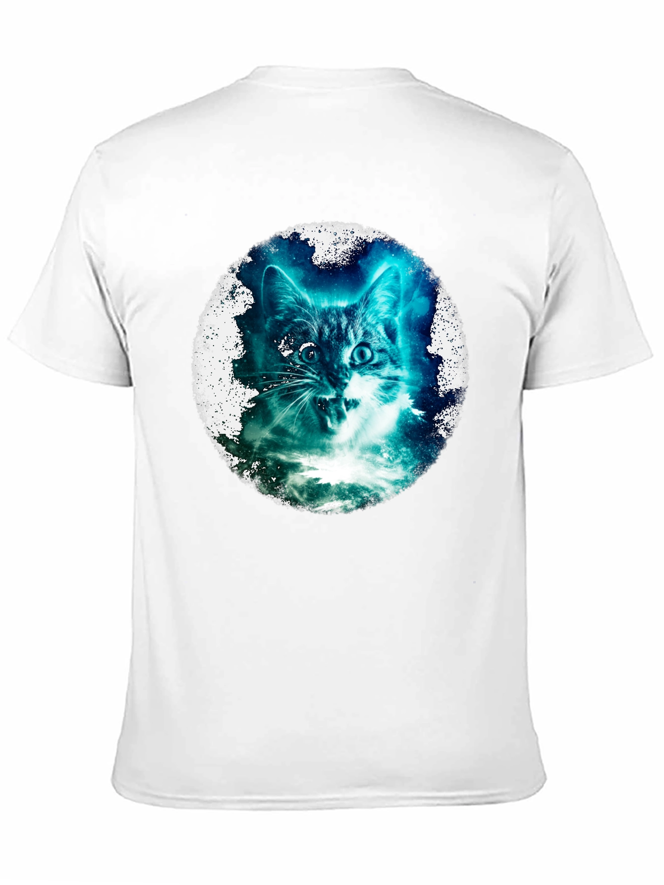 Cosmic Cat Graphic Print Black T-Shirt