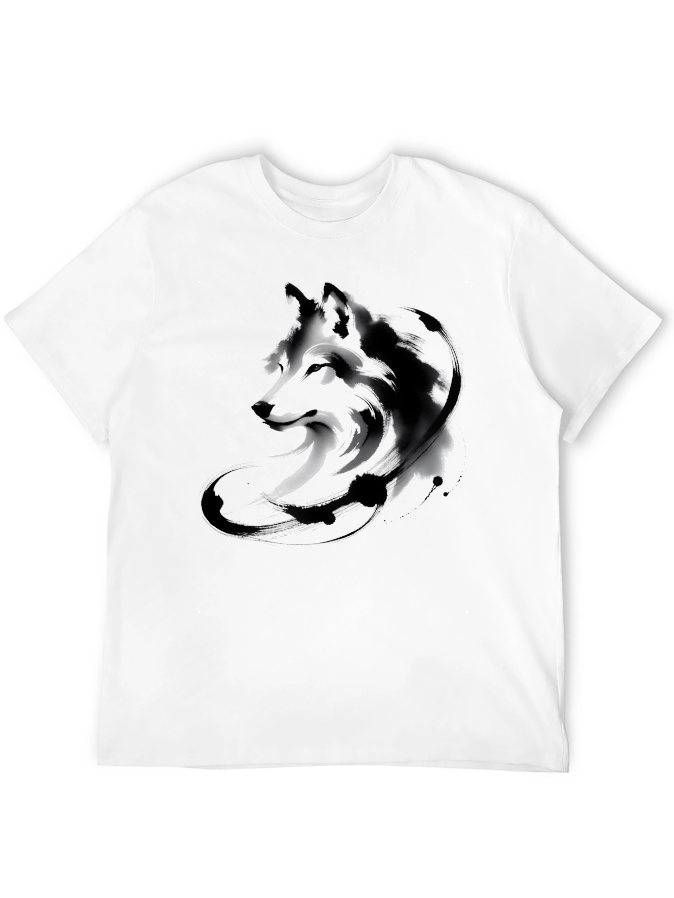 Abstract Wolf Graphic Tee - Black