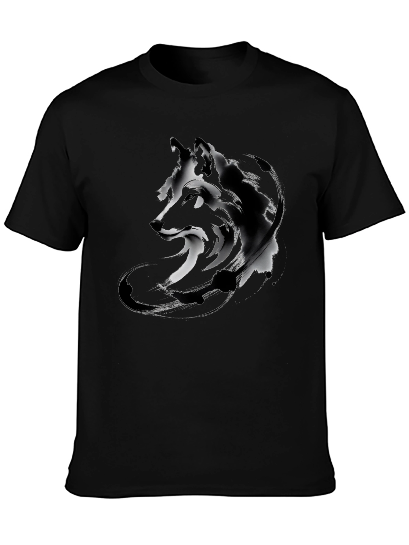 Abstract Wolf Graphic Tee - Black