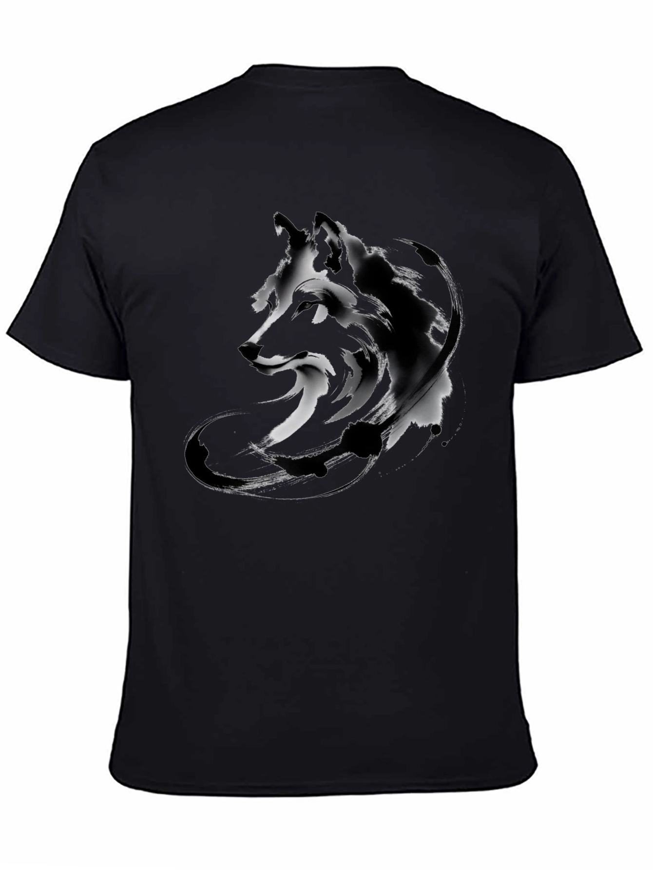 Abstract Wolf Graphic Tee - Black