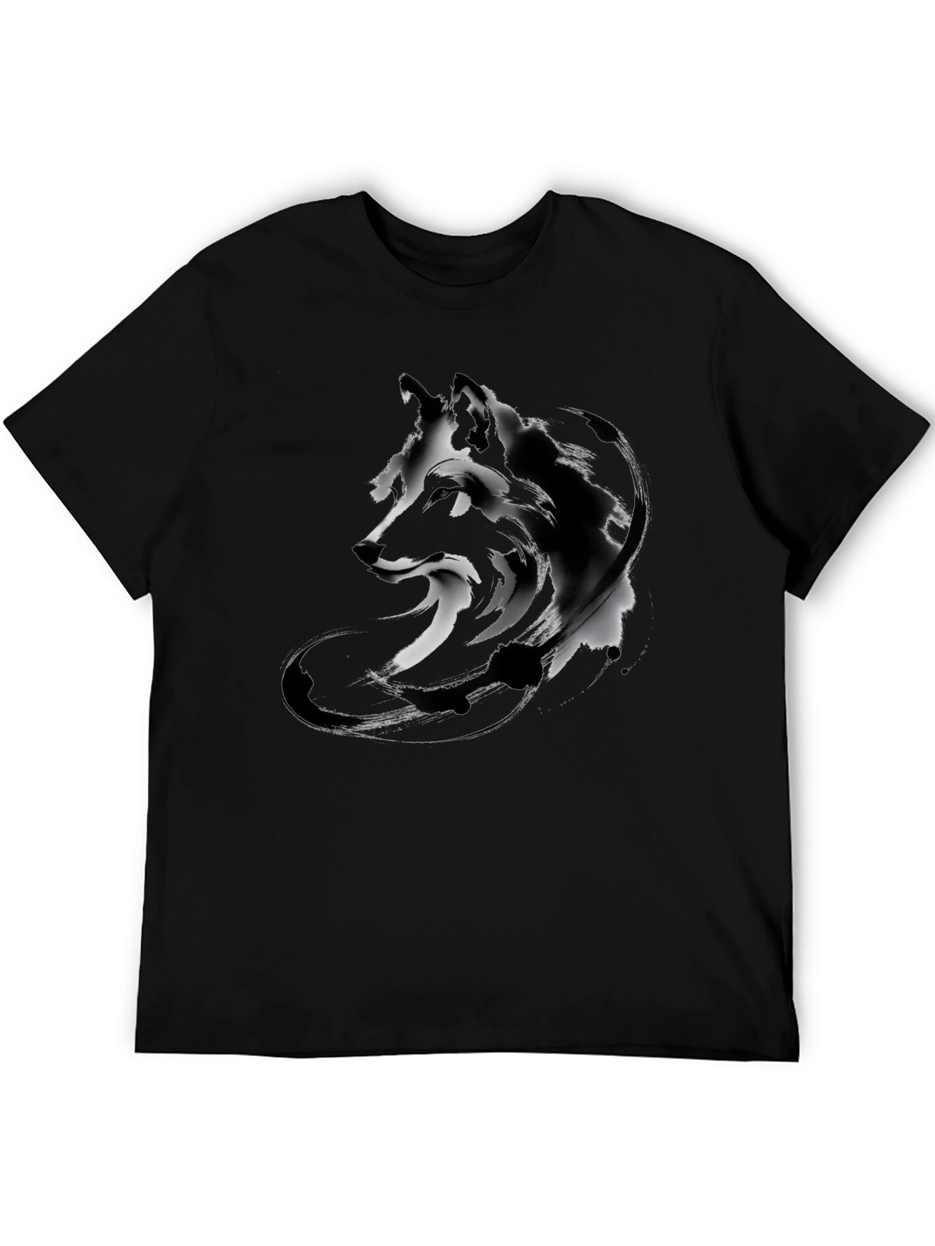 Abstract Wolf Graphic Tee - Black