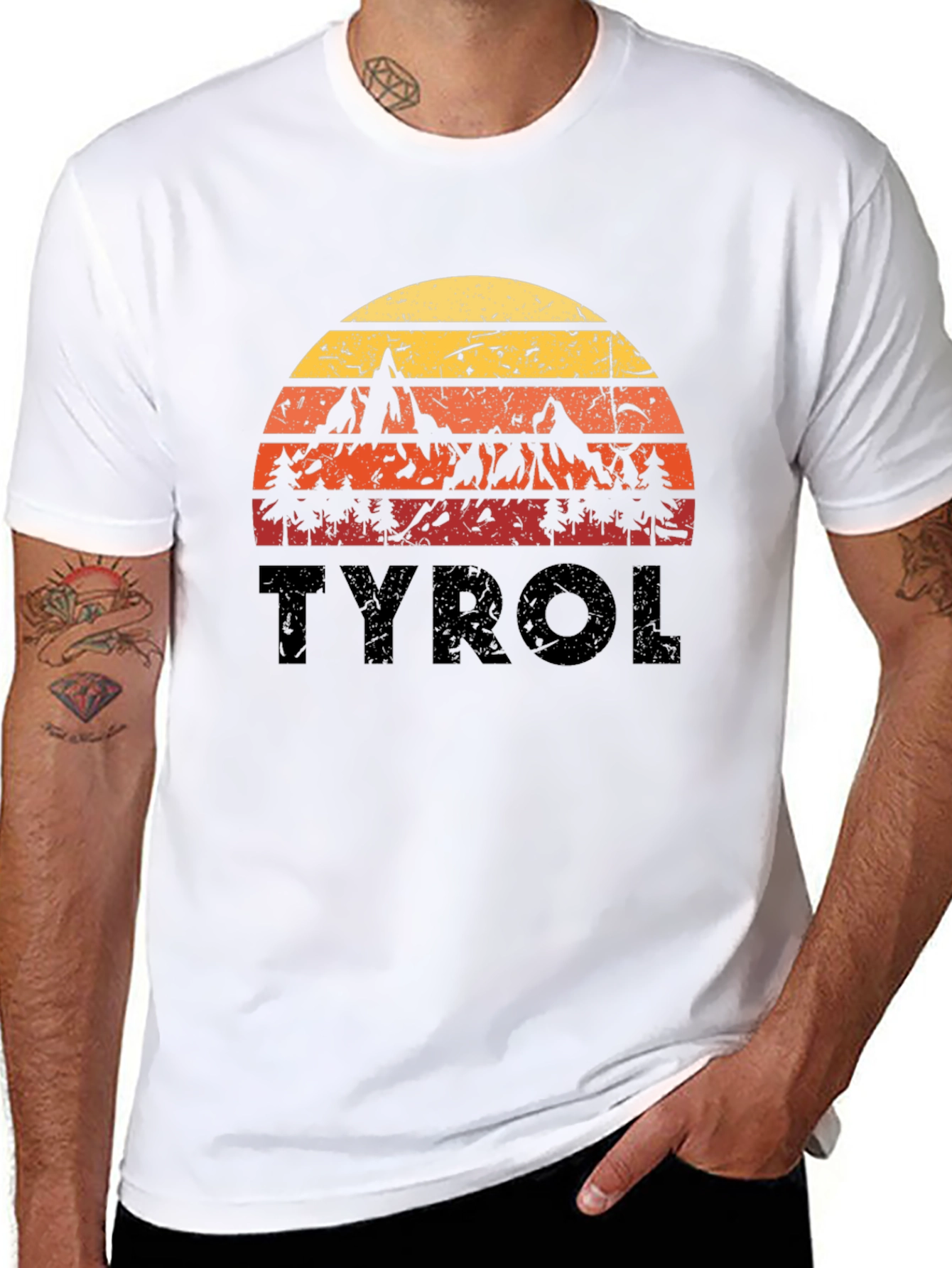 Tyrol Retro Sunset Black T-Shirt